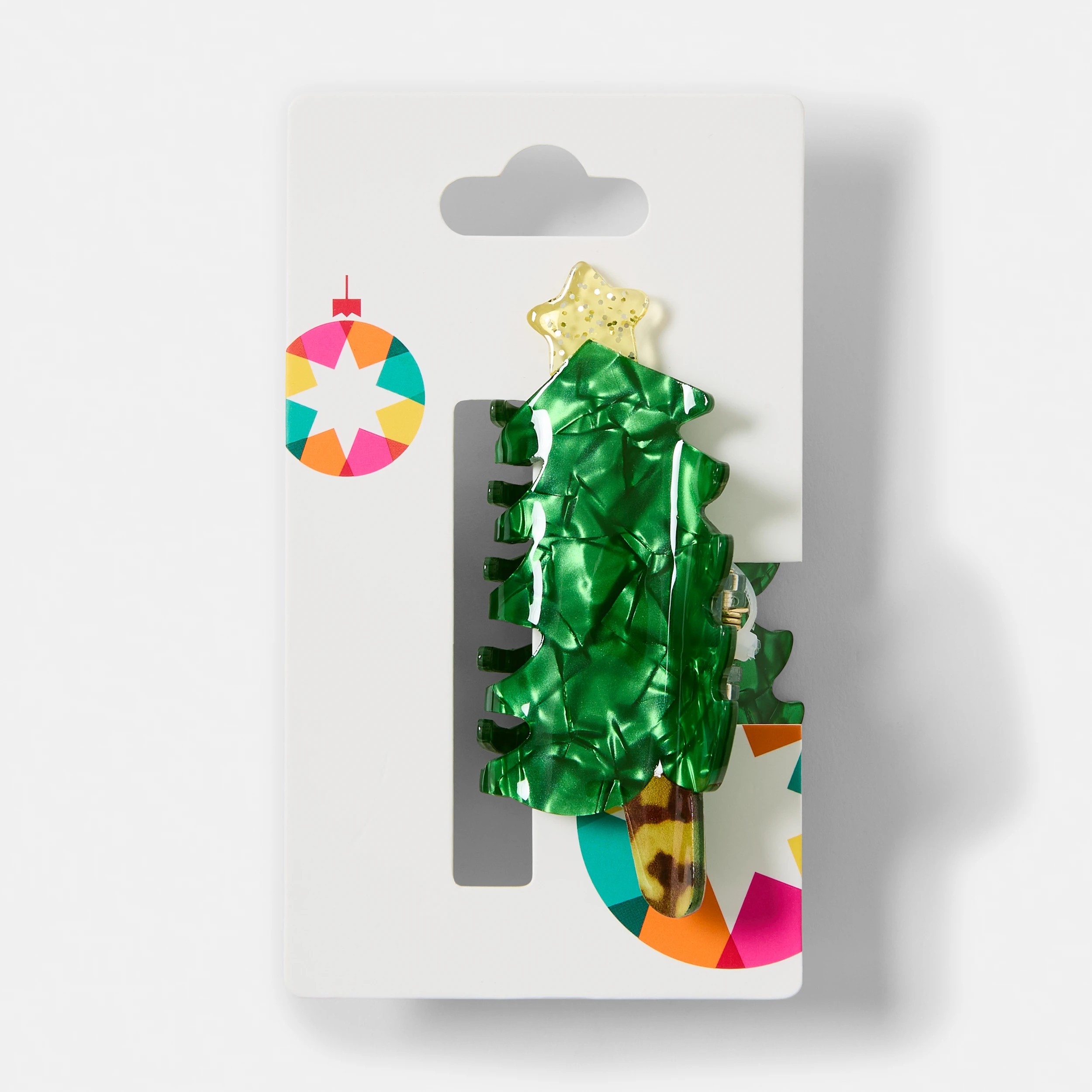 4 Green and Gold Tone Christmas Tree Claw Hair Clip, 4 of 4