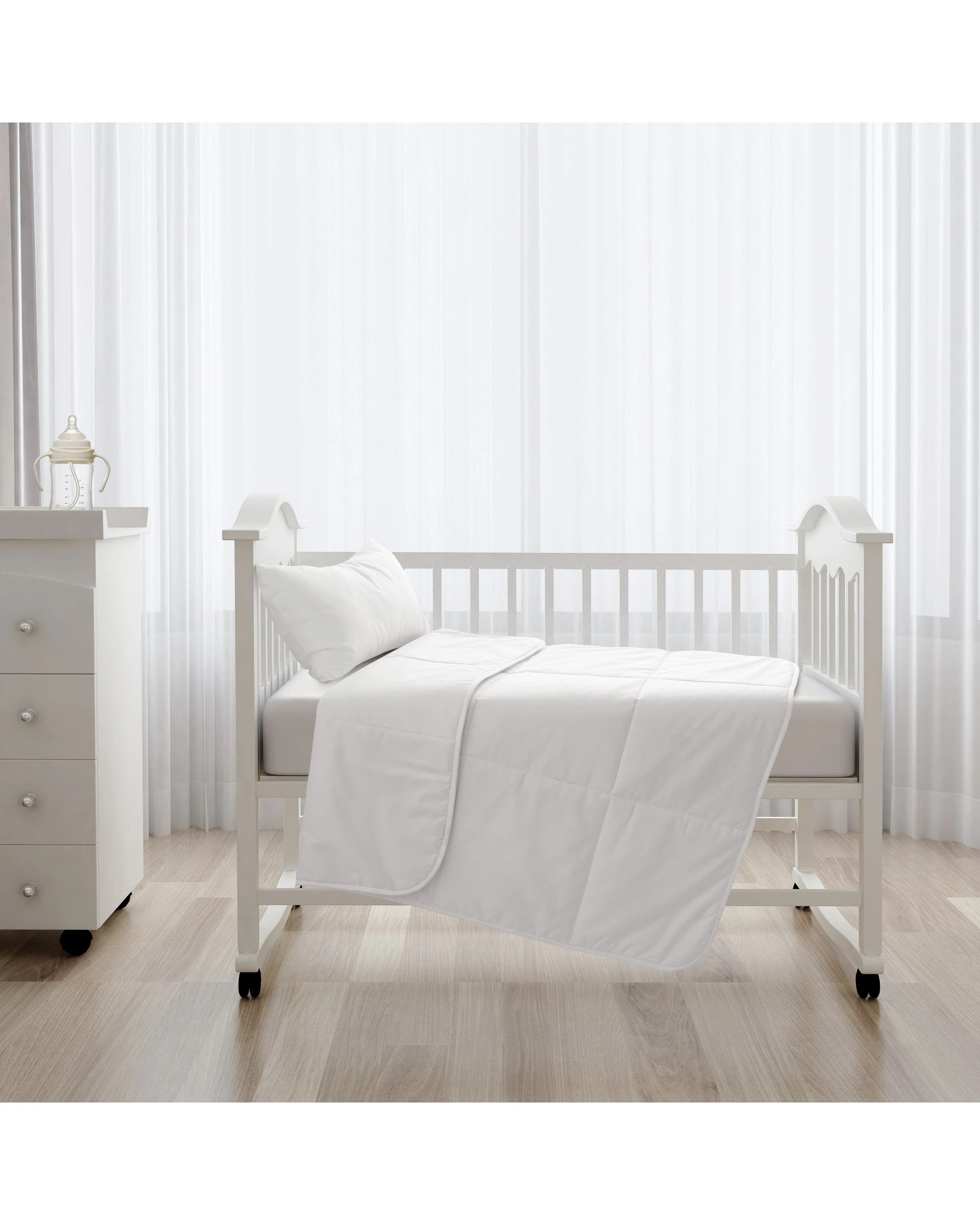 1 Natural Home 300gsm Summer Wool Quilt - Baby COT Size - White, 1 of 5