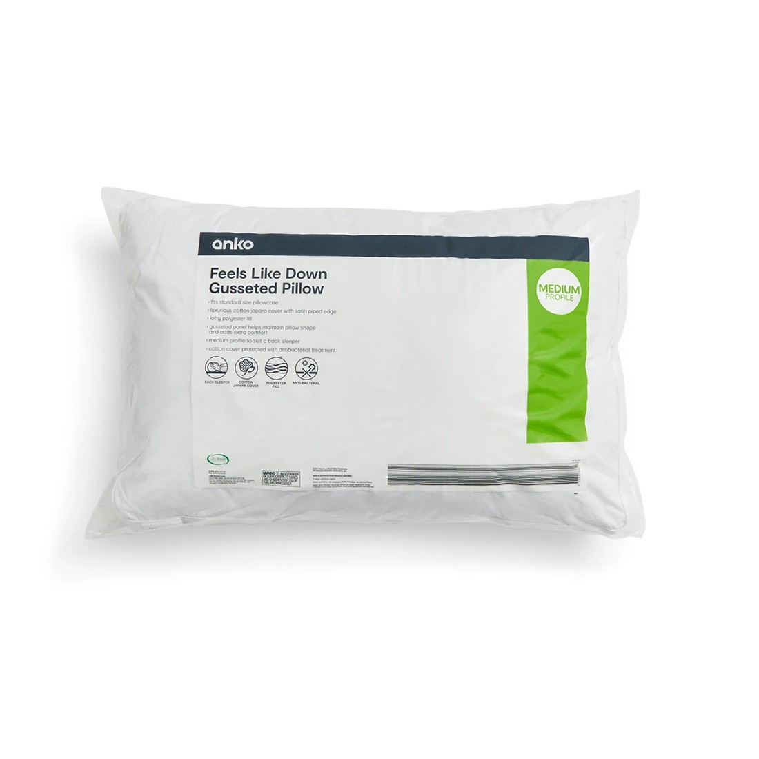 1 Feels Like Down Gusseted Pillow - Medium Profile, White, 1 of 6