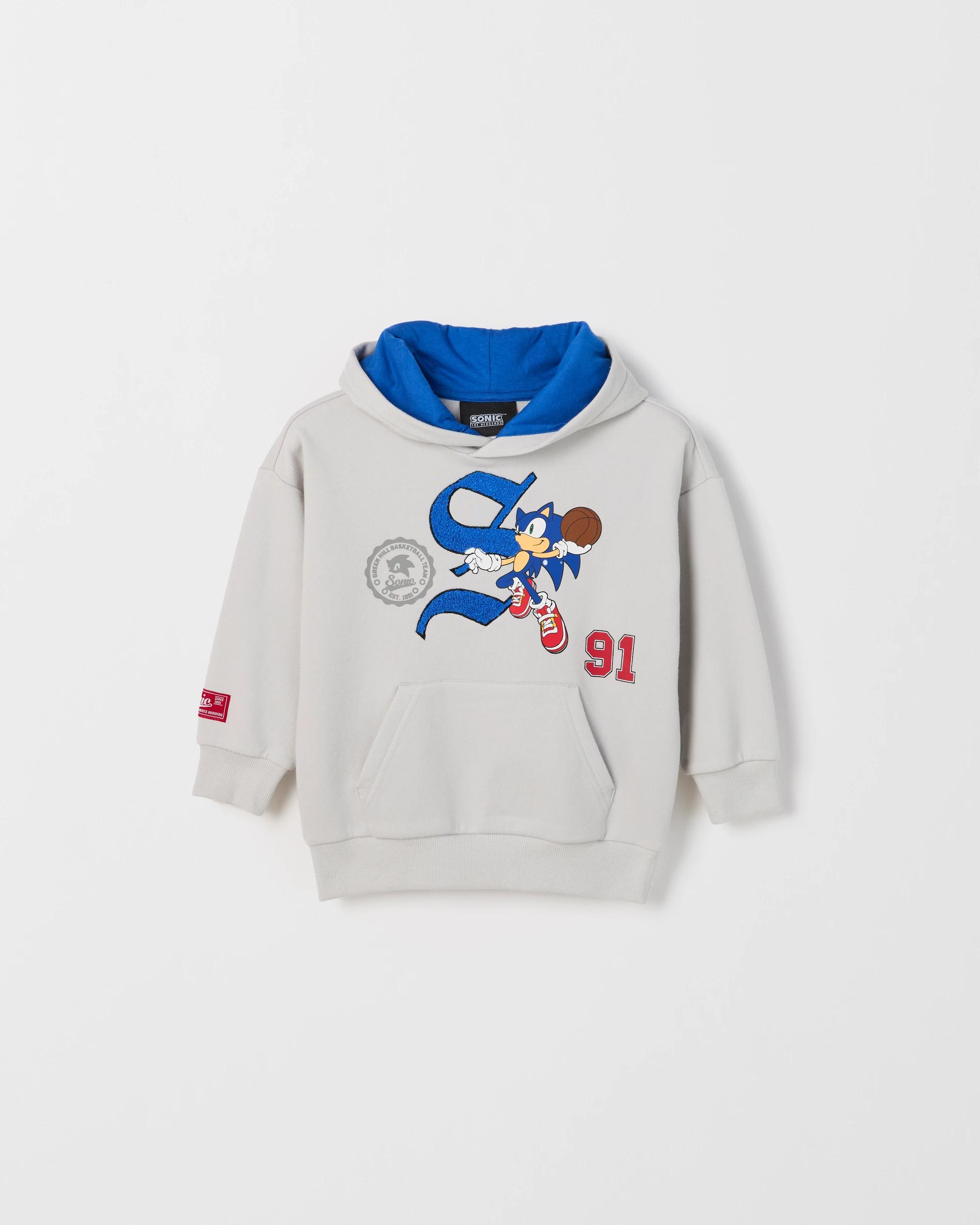 5 Sonic The Hedgehog Australian Cotton Blend Oversized Hoodie GREY, 5 of 6