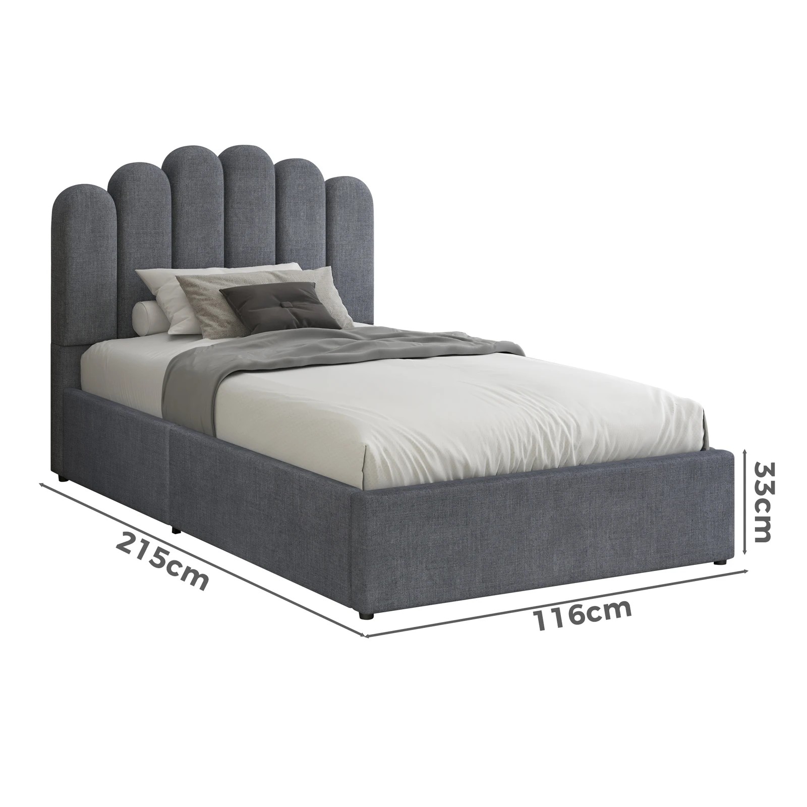 7 Alfordson Bed Frame King Single Gas Lift Storage Base Wooden Milton - Grey, 7 of 10