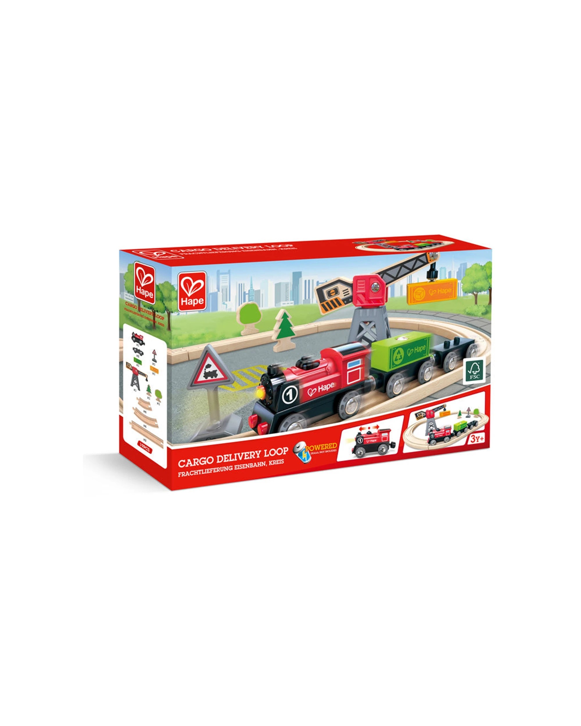 Hape Cargo Delivery Loop Train Set With Magnetic Crane Kids Play Toy ...
