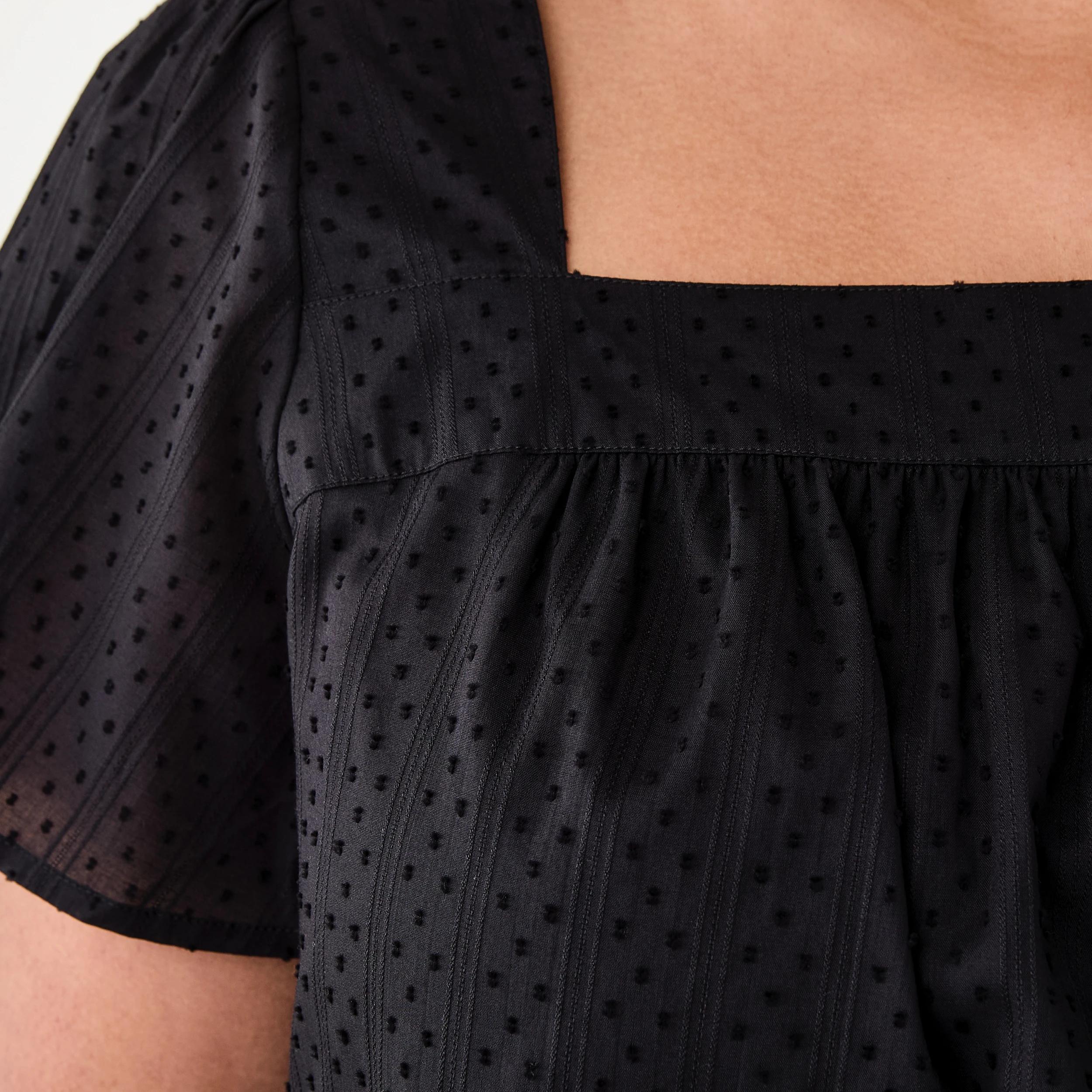 7 Curve Short Sleeve Square Neck Top Black, 7 of 7