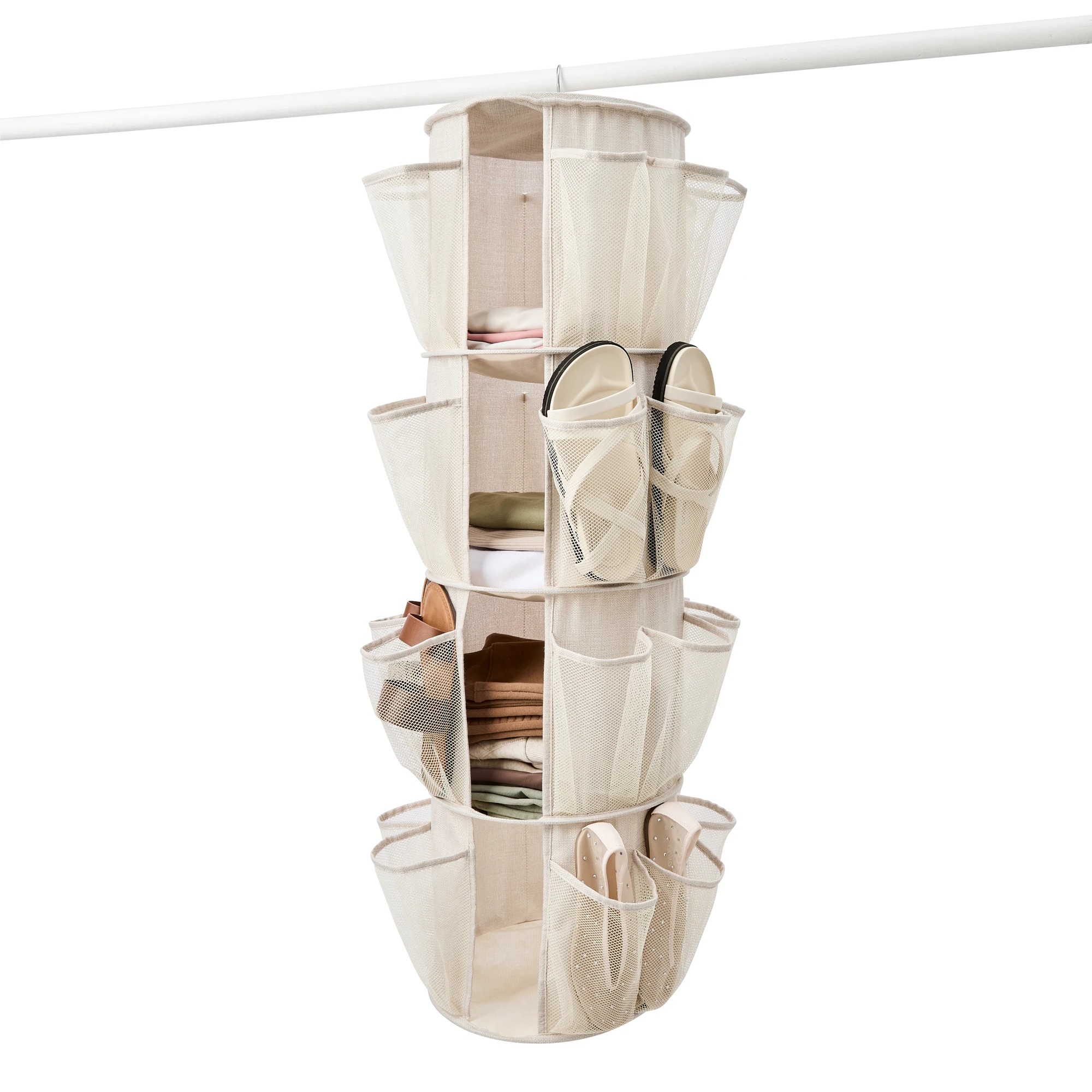 2 Linen Look Wardrobe Shoe Storage - Beige, 2 of 9
