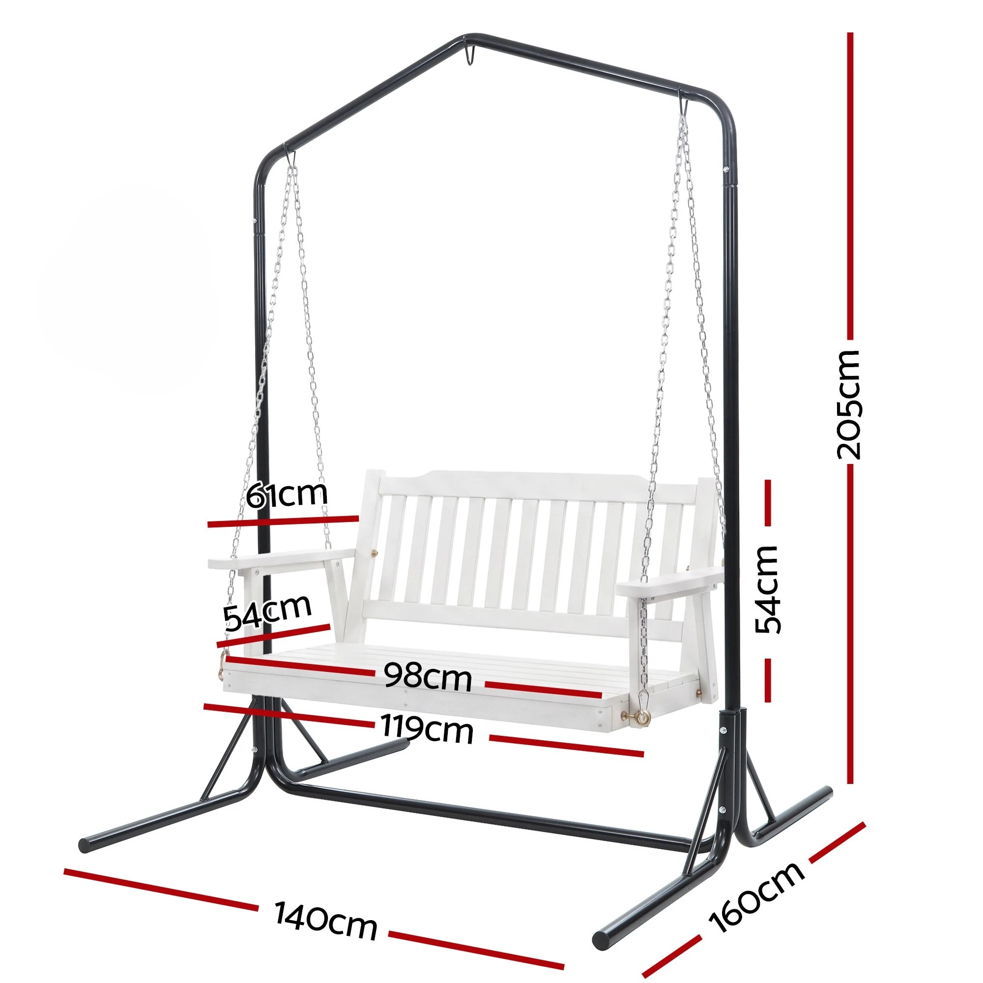 3 Gardeon Wooden 2-Seater Outdoor Swing Chair with Stand & Hanging Chair - Multi, 3 of 7