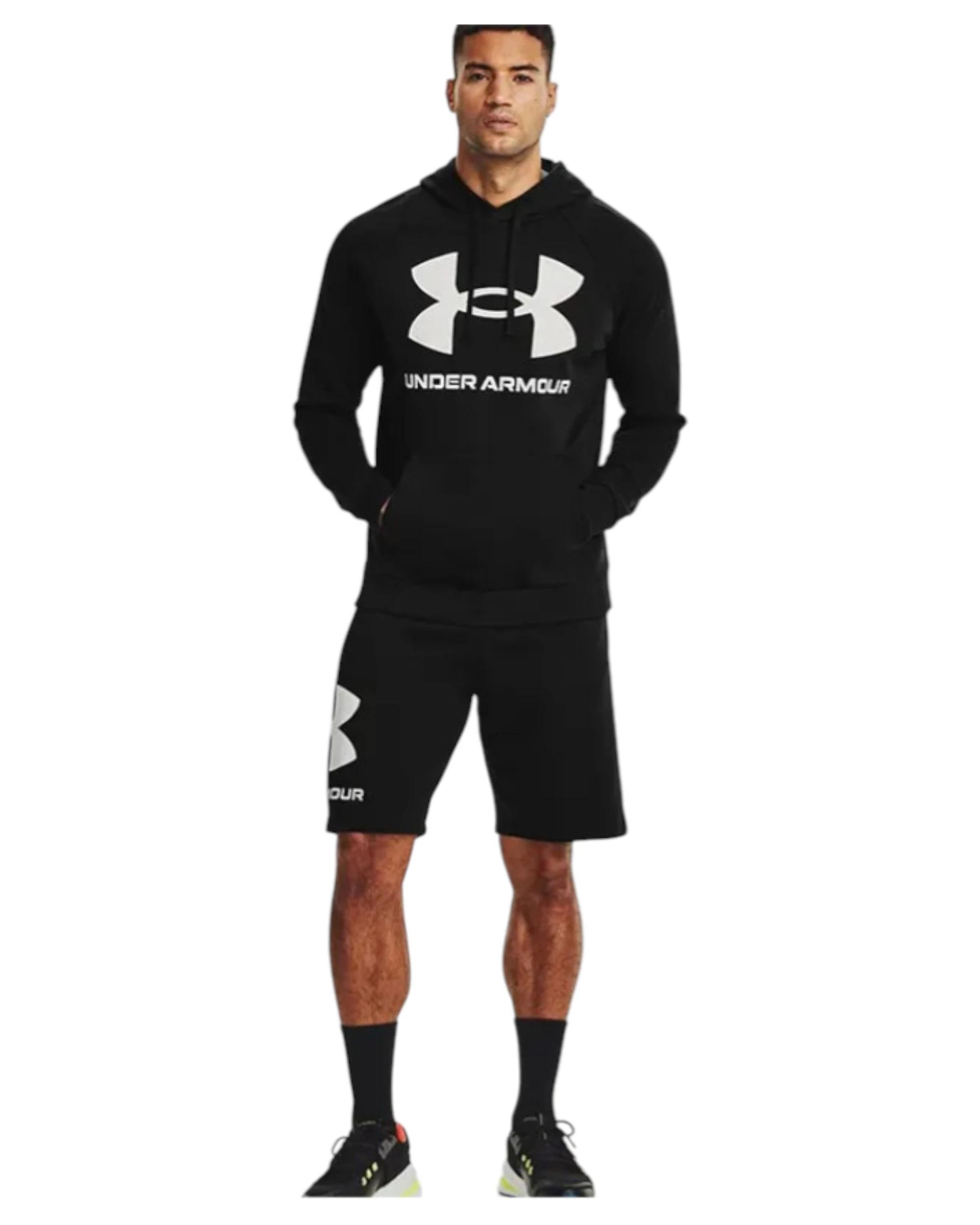 5 Under Armour Mens Ua Rival Fleece Big Logo Hoodie Sweatshirt Black BLACK, 5 of 6
