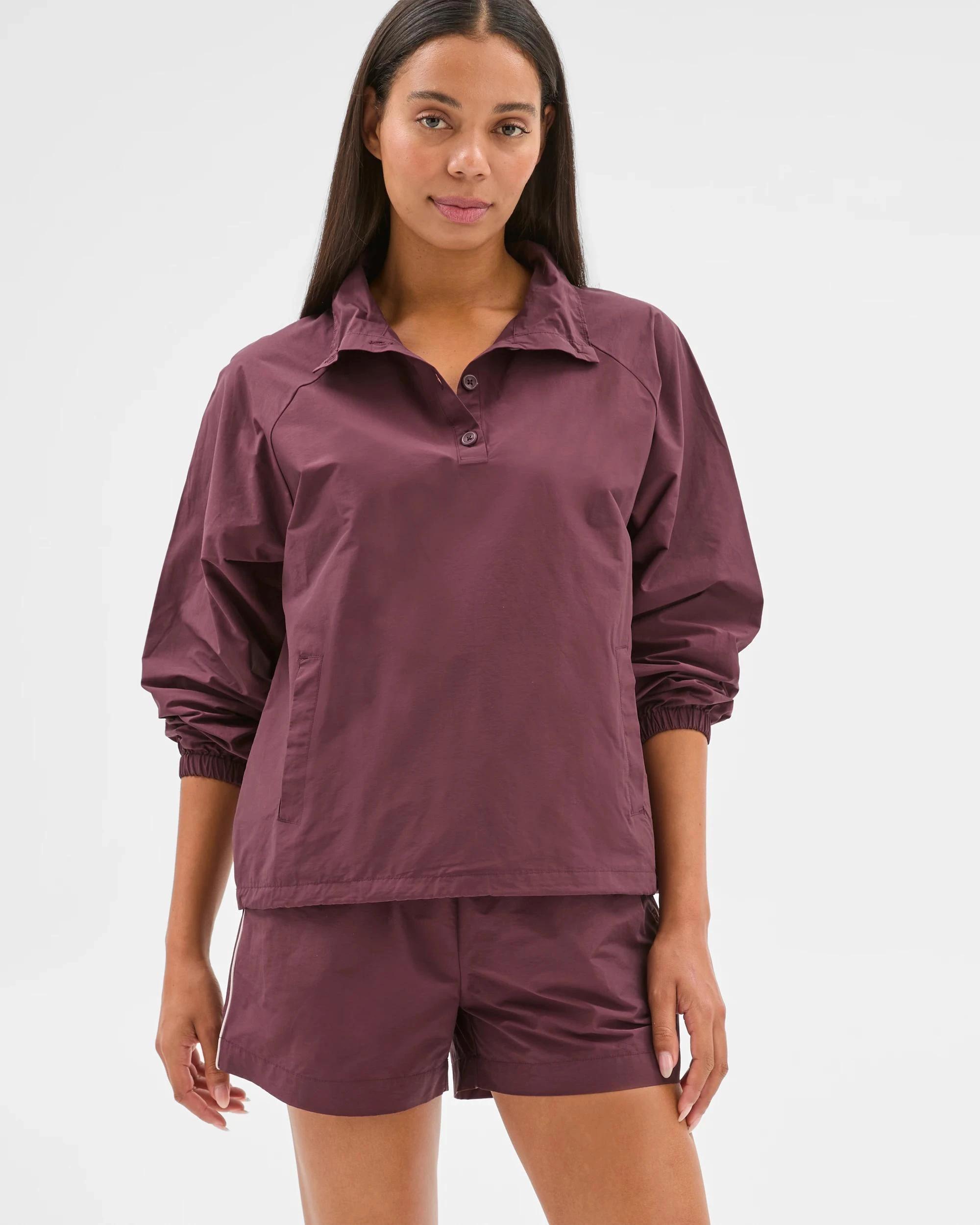 2 Target Active Australian Cotton Blend Woven Polo Anorak WINE, 2 of 7
