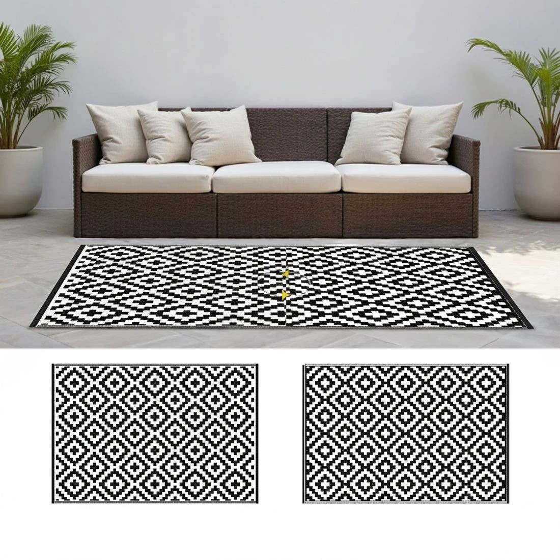 Gardeon Outdoor Rugs 274x366cm Large Carpet Reversible Area Mat PP Dual-Sided Patio Rug Light Blue main image 1
