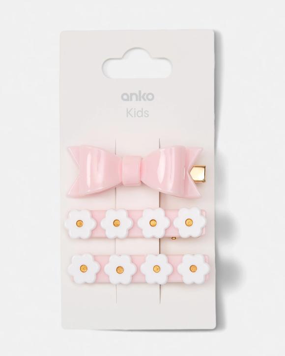 3 Pack Pink Acetate Bow Hair Clips