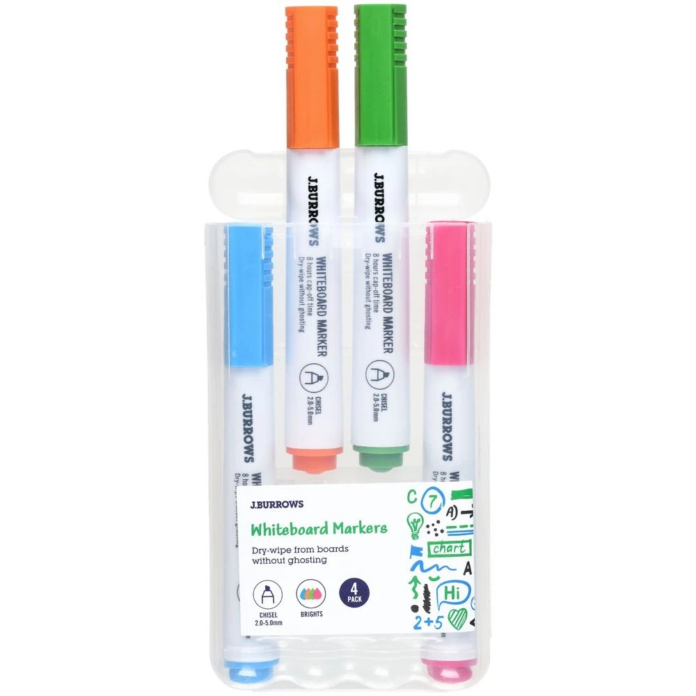 2 J.Burrows Whiteboard Markers Chisel Brights 4 Pack, 2 of 3