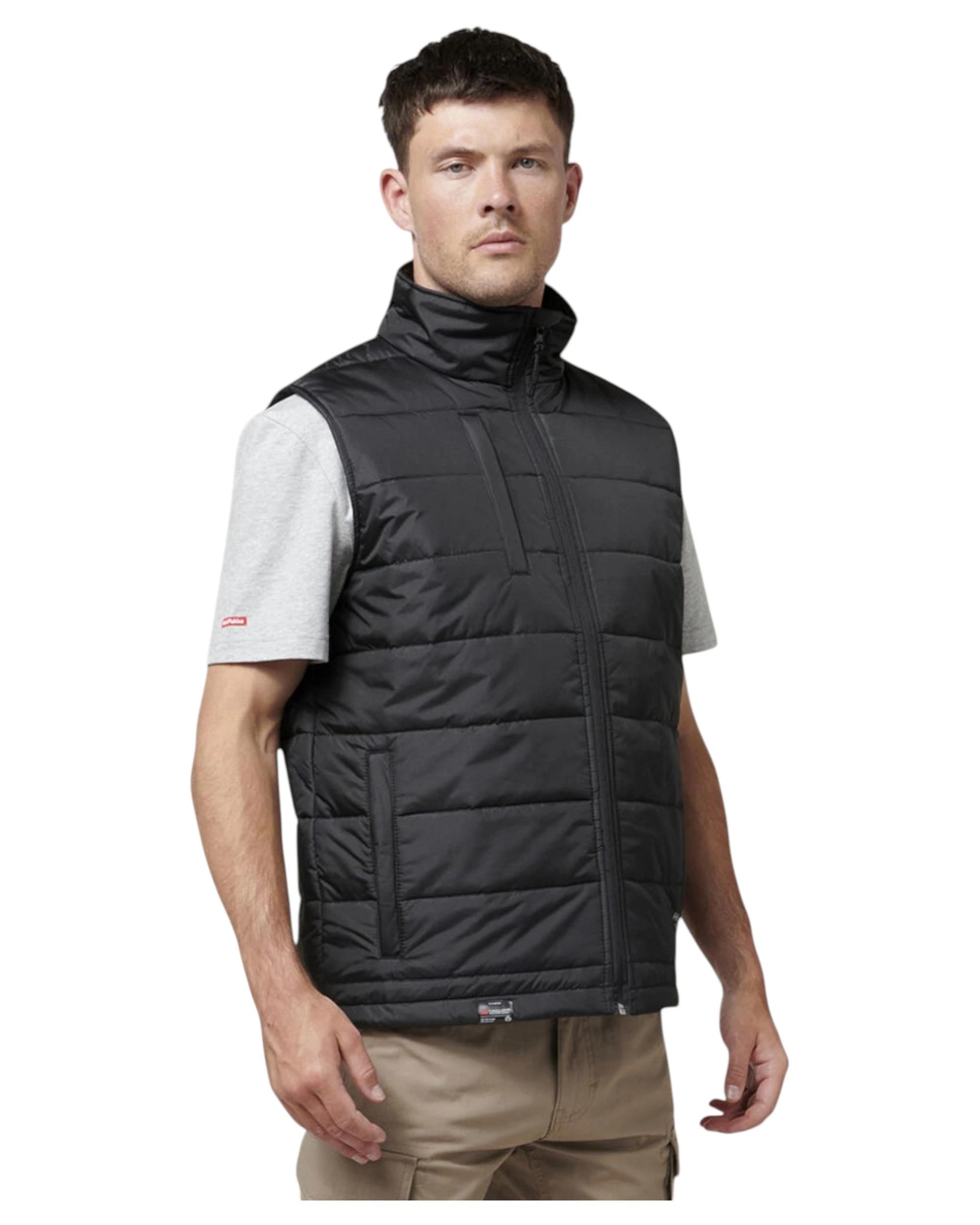 4 Hard Yakka Mens Puffa 2.0 Vest Waterproof Winter Zip Up Black BLACK, 4 of 6