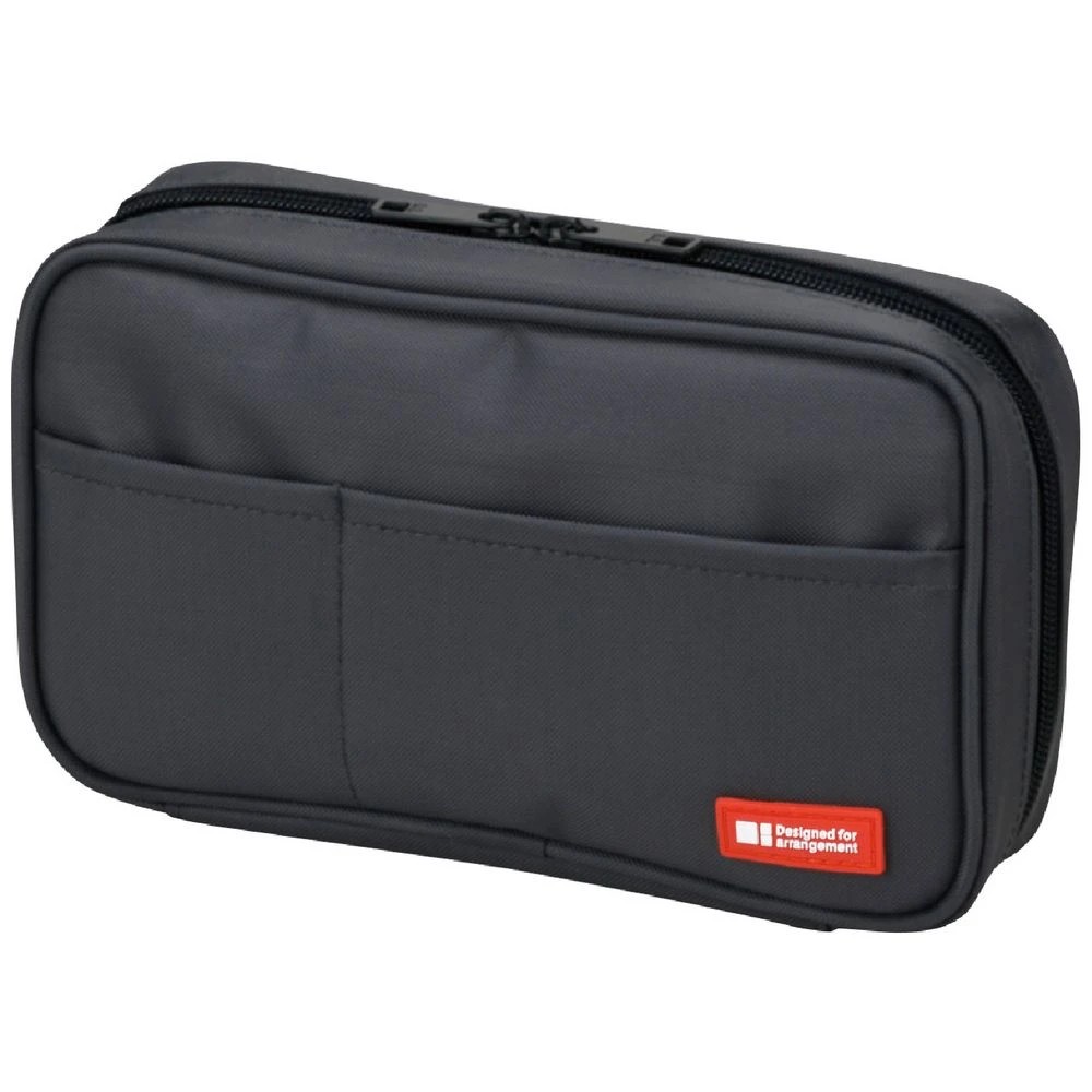 1 Lihit Lab Single Zip Multi Compartment Pencil Case Black, 1 of 3
