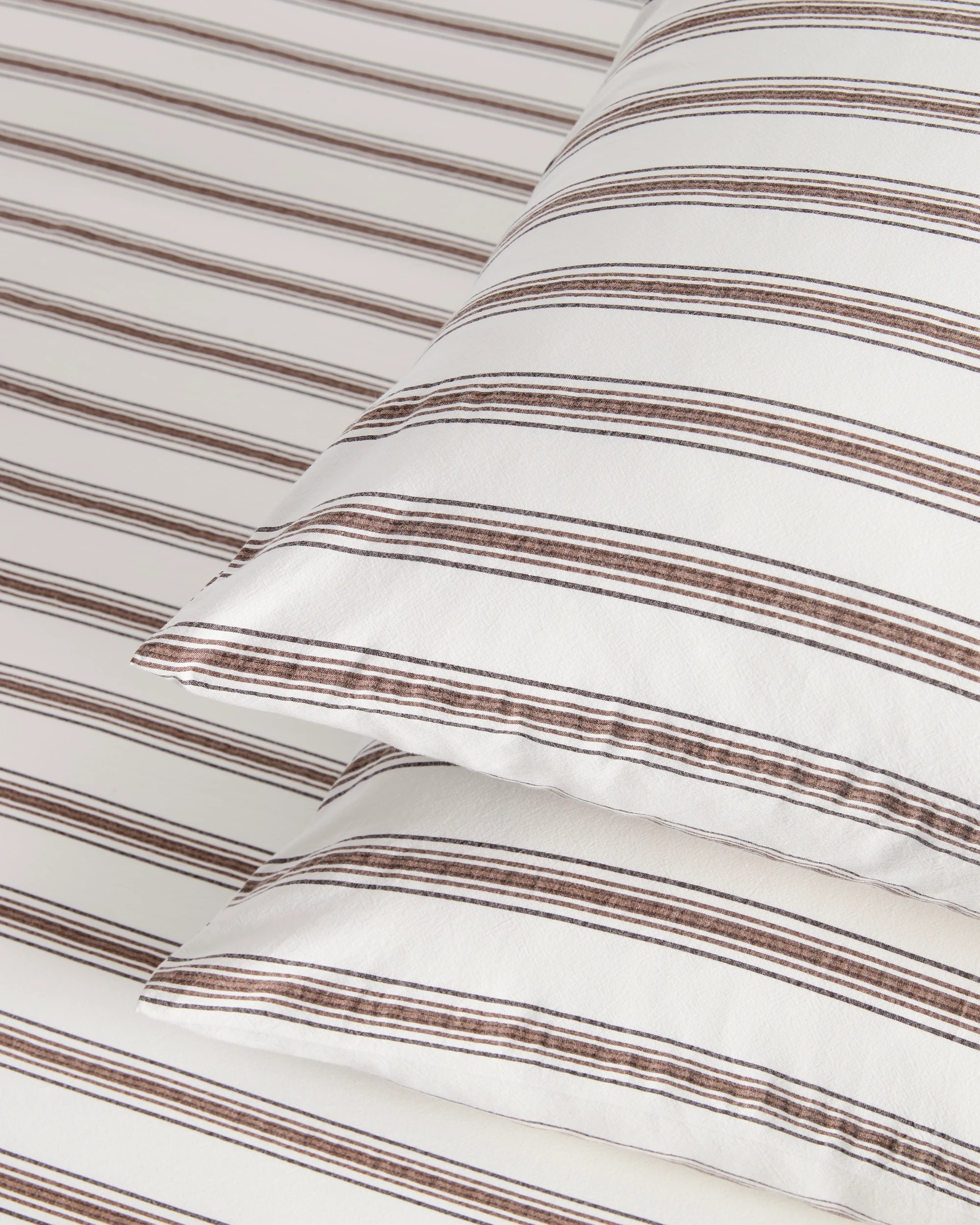 2 Arlo Stonewash Cotton Stripe Standard Pillowcases 2 Pack - One Size - Brown, 2 of 3