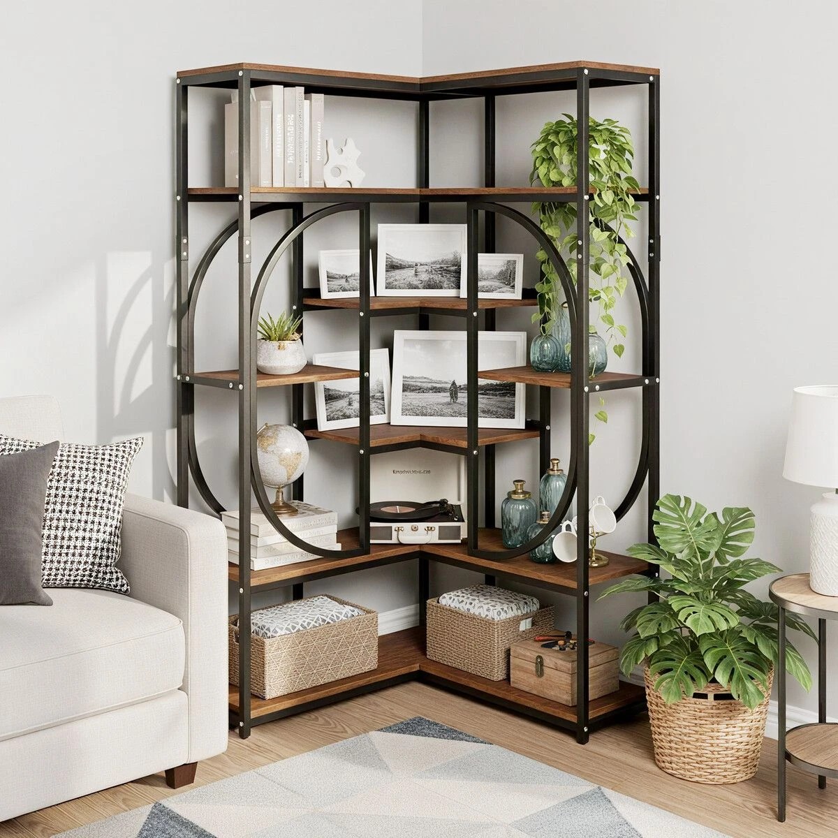 6 LUXSUITE Bedroom Bookshelf Corner Open Book Shelves Display, 6 of 8
