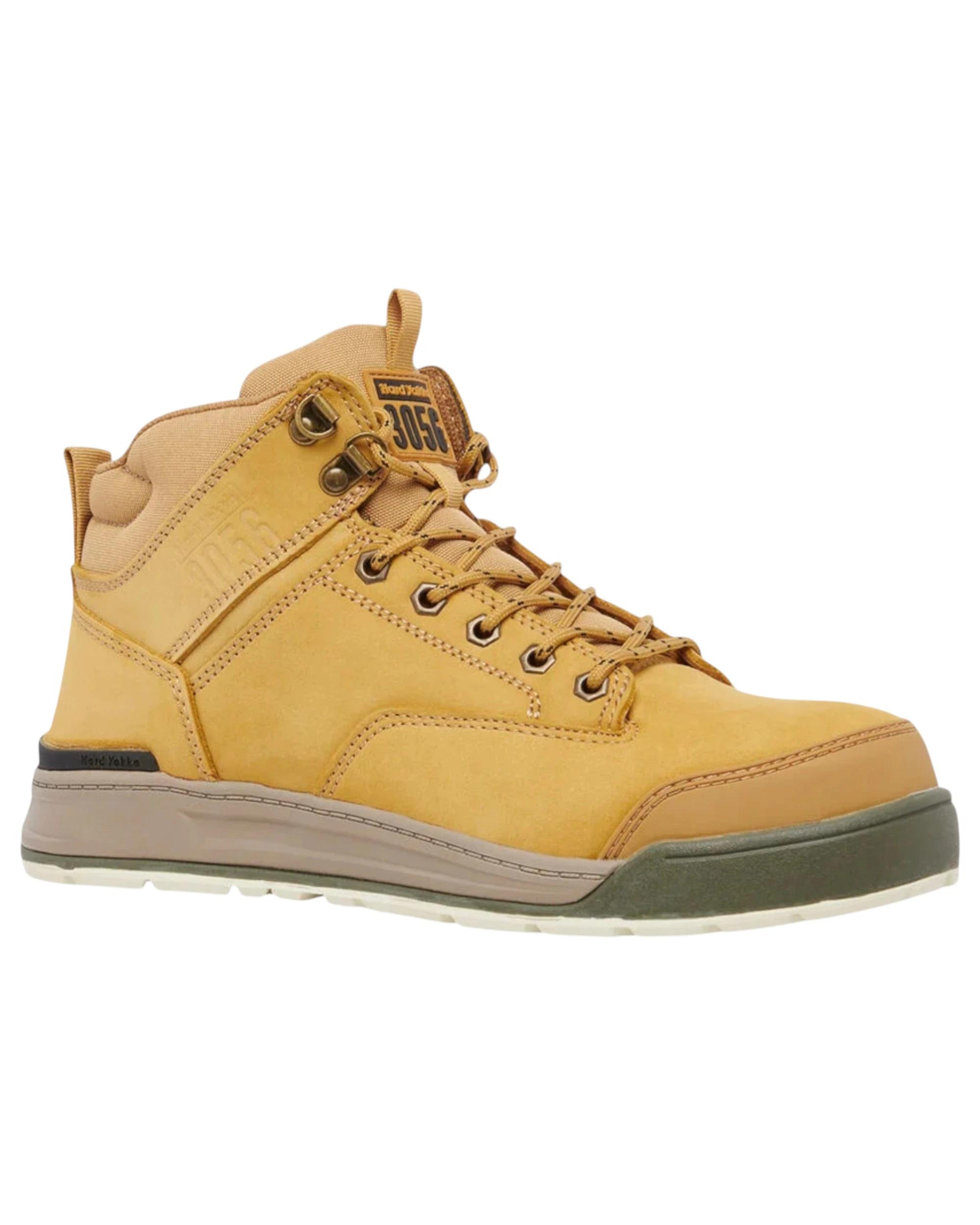 1 Hard Yakka Mens 3056 Lace Boots Zip Steel Top Cap Industrial Wheat Boot WHEAT, 1 of 6