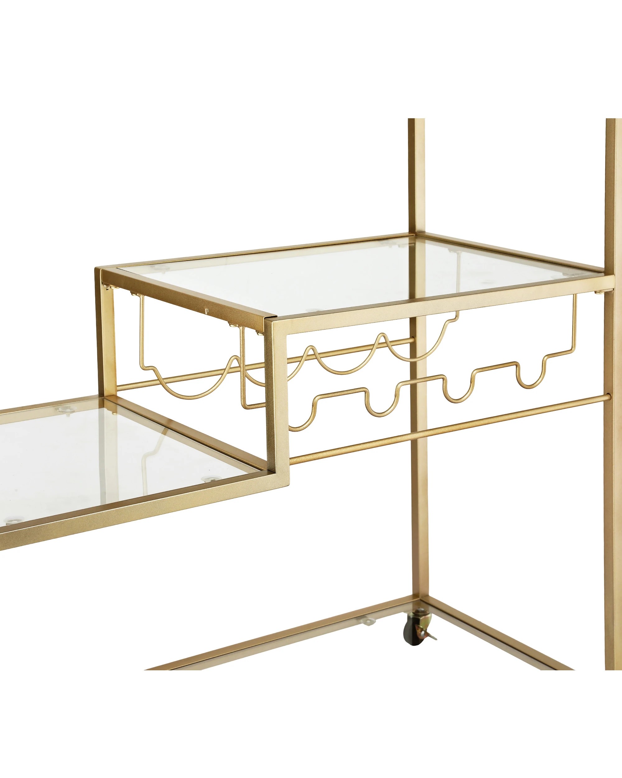 7 Artiss Bar Cart Drink Trolley Serving Cocktail Wine Rack Glass Holder 102cm - Gold, 7 of 8