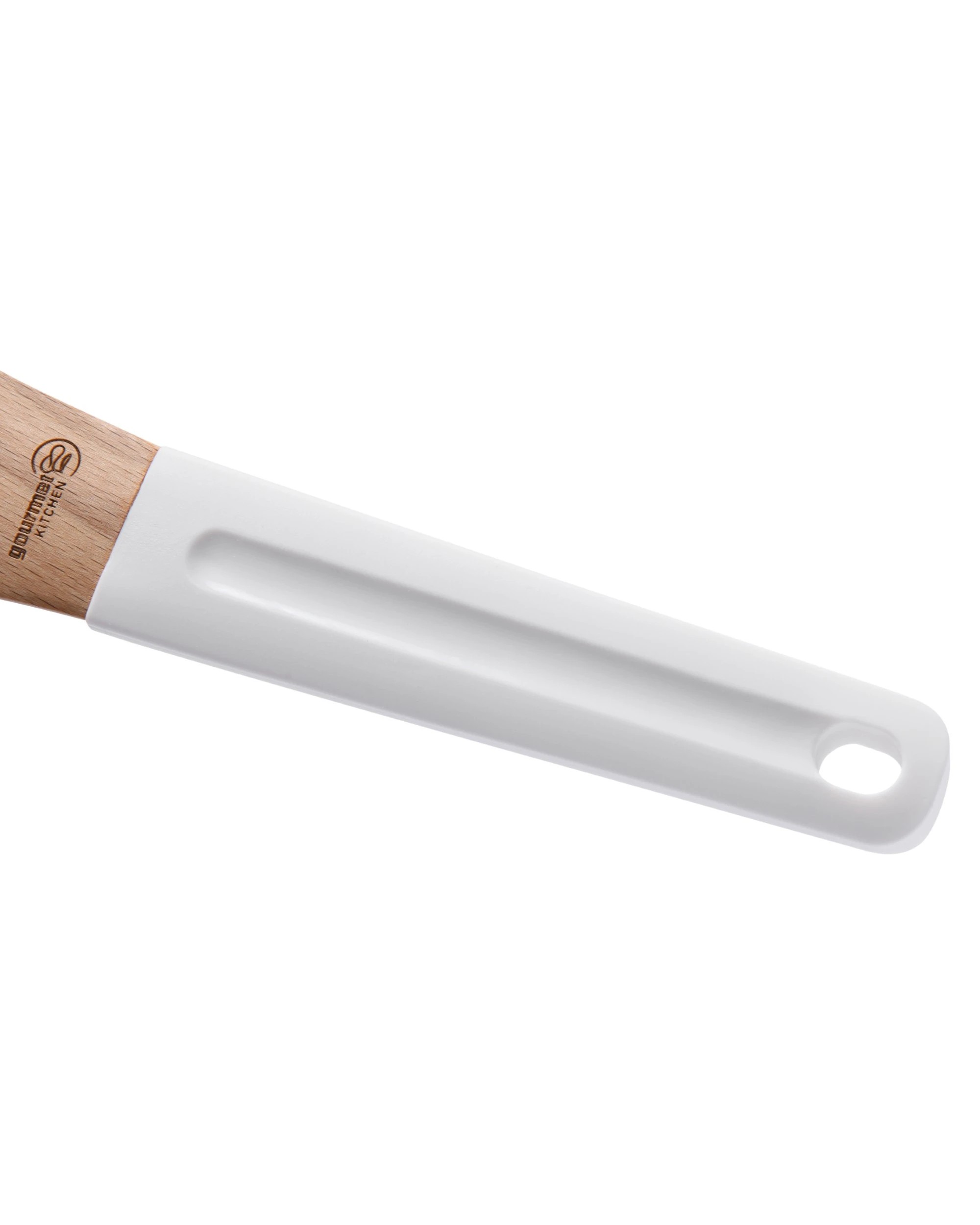 8 Gourmet Kitchen Modern Beech Wood Corner Spoon with Silicone Grip - White, 8 of 9