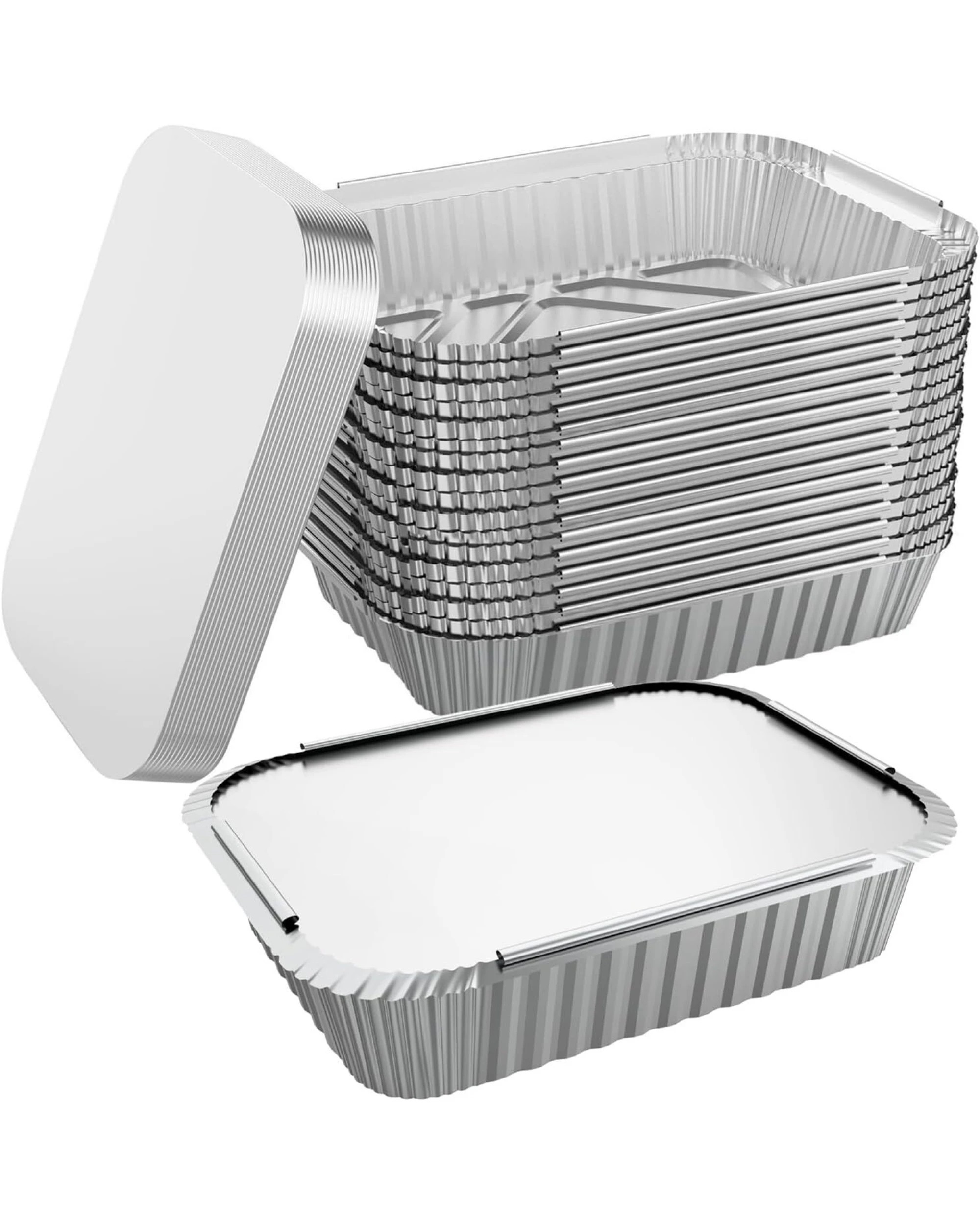 1 BR Home 160 Pack Aluminium Foil Container Trays with Lids, 1 of 3