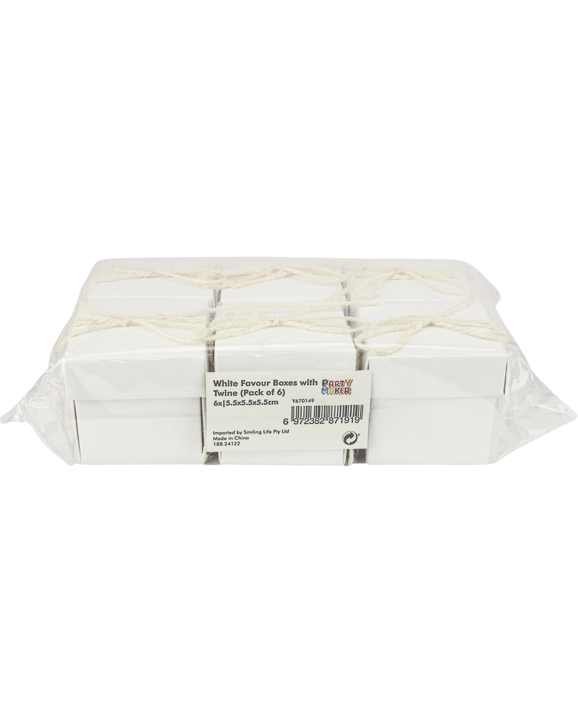 3 Party Maker Small Favour Boxes With Twine Pack of 6 - White, 3 of 3