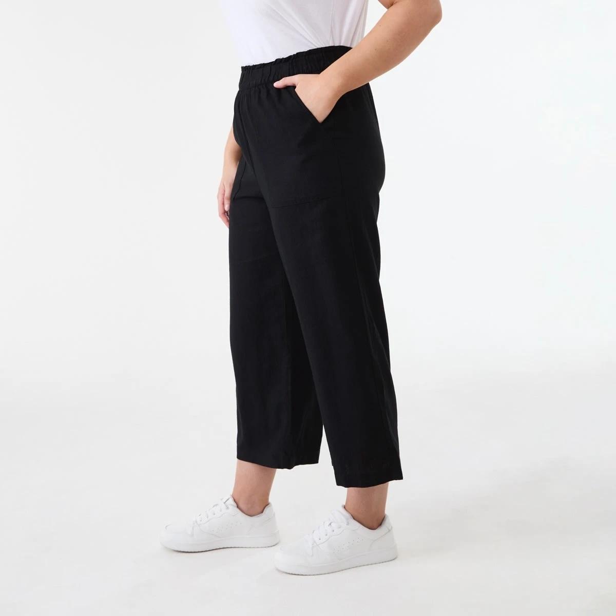 2 Linen Blend Culottes BLACK, 2 of 5