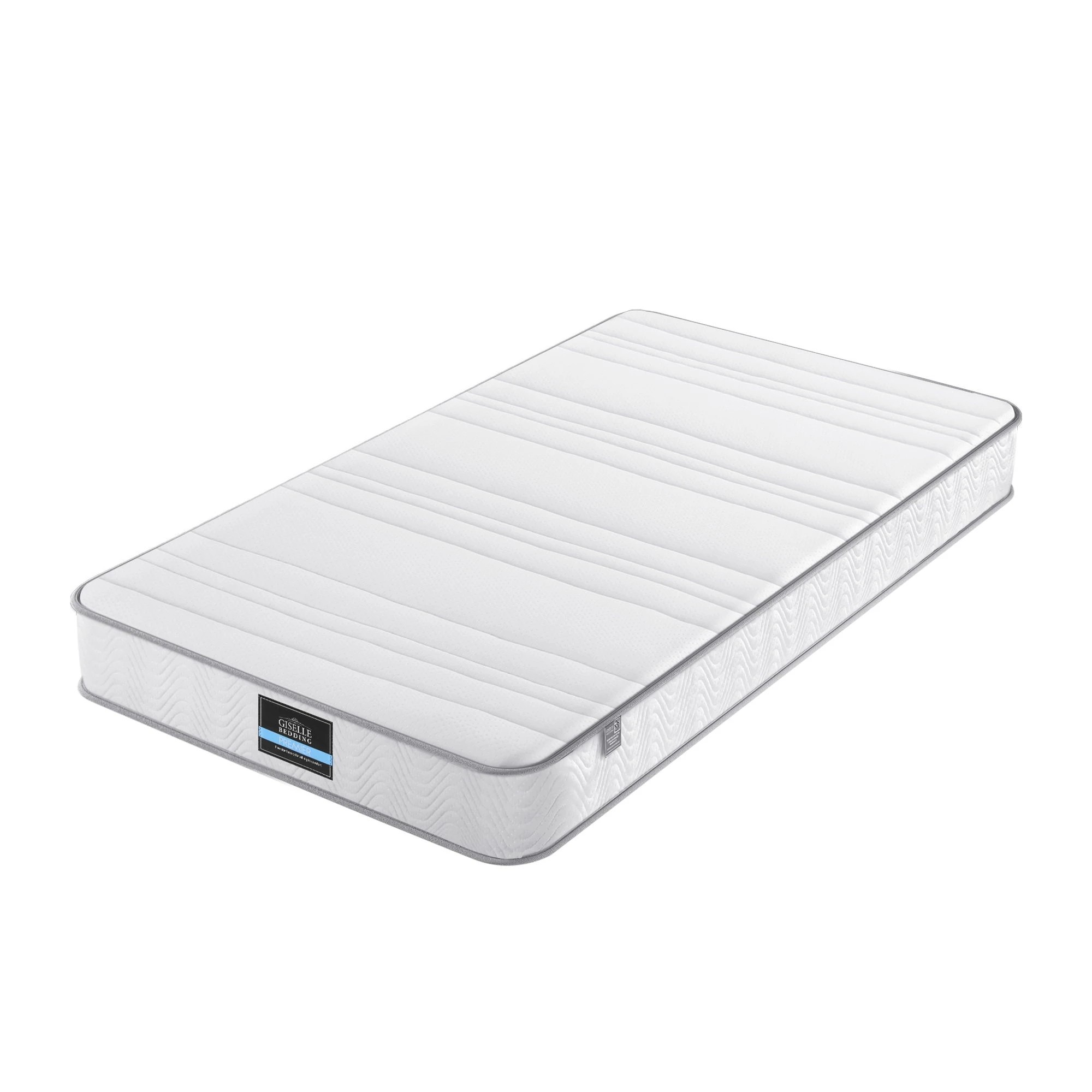 1 Giselle King Single Mattress 20cm with Reinforced Edge Support Egg-Crate - King Single Bed - White, 1 of 3