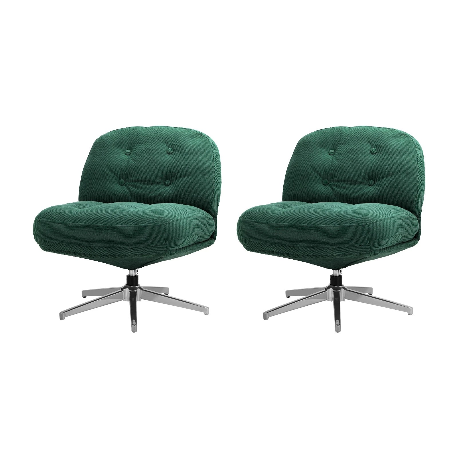 1 Oikiture 2x Armchair Swivel Lounge Chair Padded Accent Chairs Polyester - Green, 1 of 10
