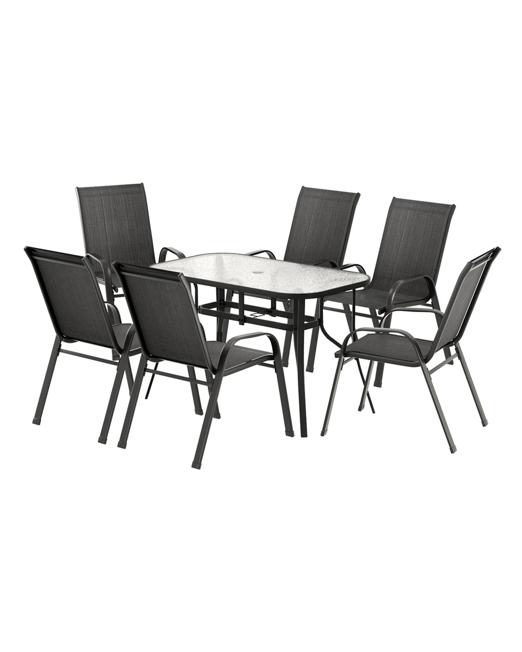 1 Gardeon 7pc Outdoor Dining Set Table And Chairs
 - Black, 1 of 3