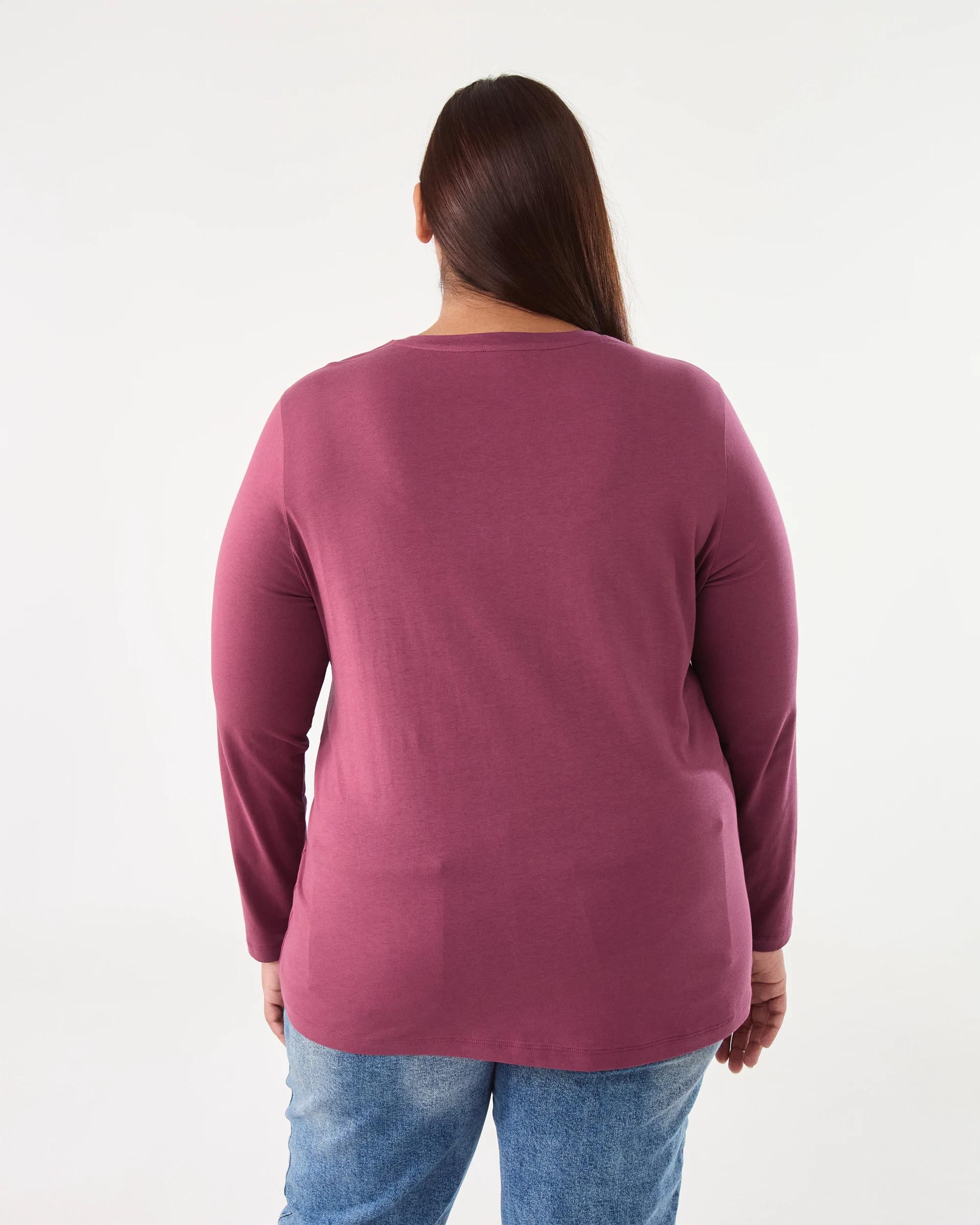 3 Curve Long Sleeve Cotton T-shirt Maroon, 3 of 7