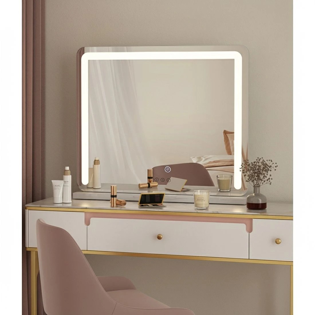 4 Embellir Makeup Mirror 60x50cm Hollywood Vanity with LED Light Tabletop - Multi, 4 of 6