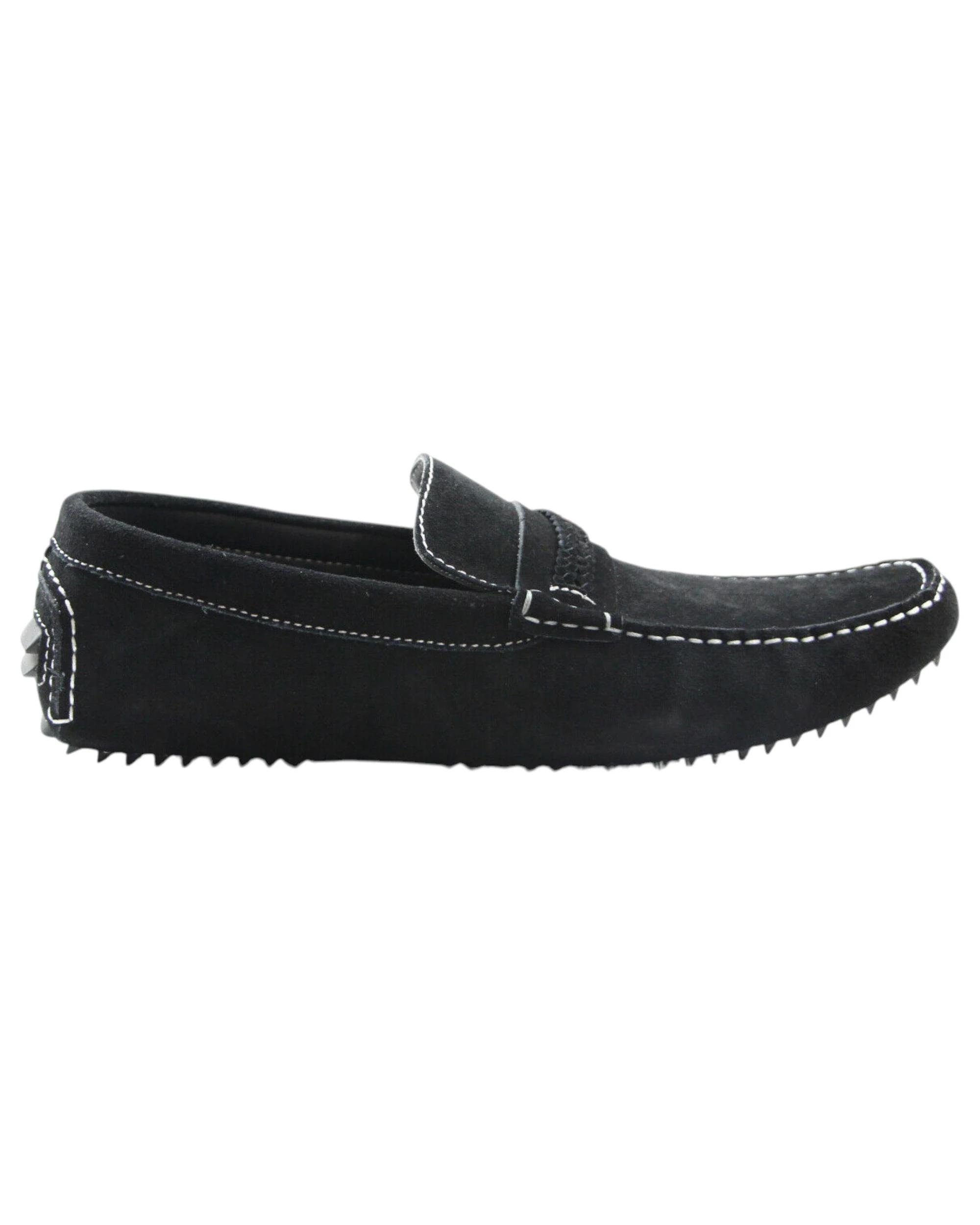 3 Zasel Mens Cruze Suede Leather Casual Boat Deck Loafers Shoes BLACK, 3 of 3