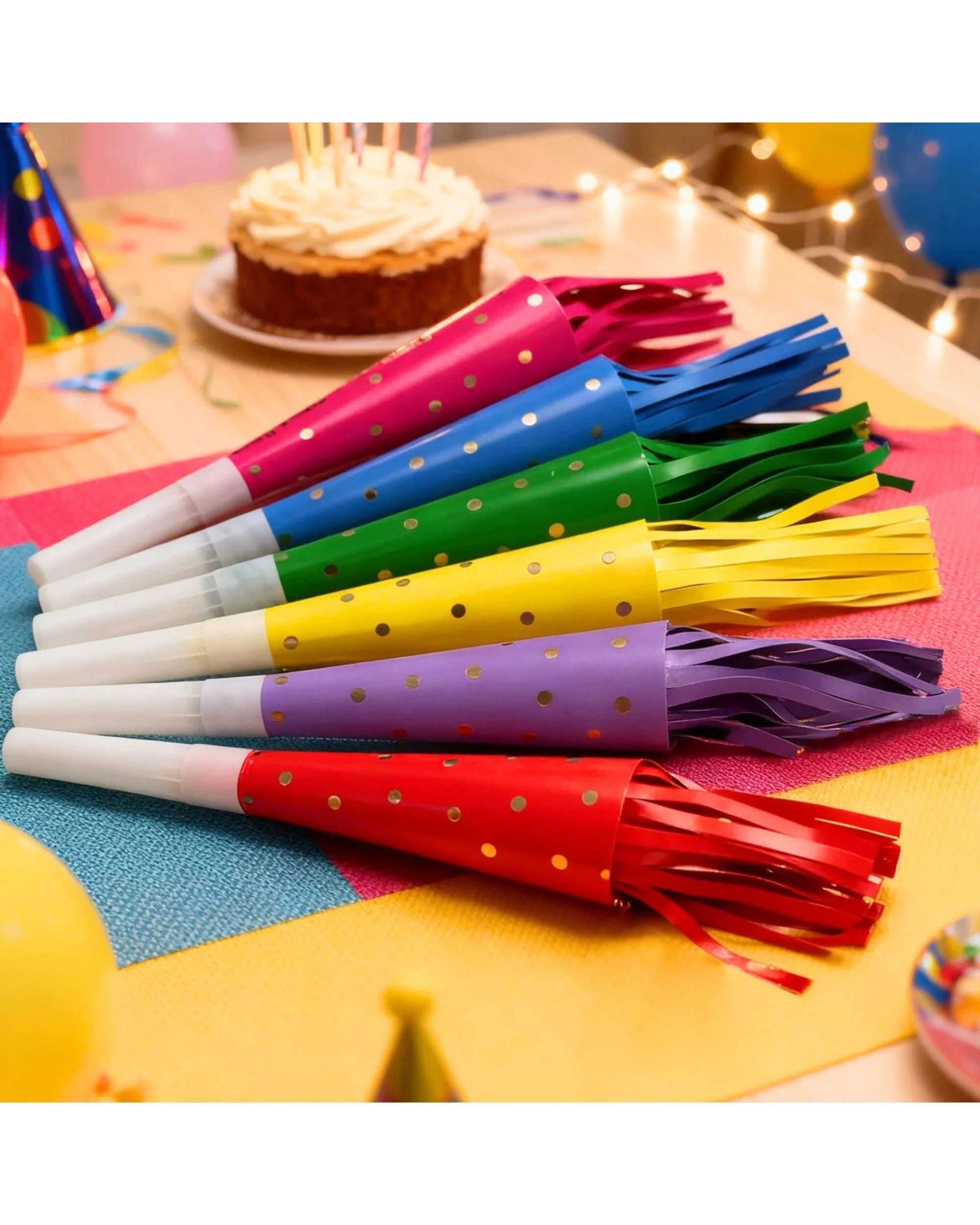 3 Party Maker Coloured Spotted Party Horn Blowers Pack of 6 - Multi, 3 of 4