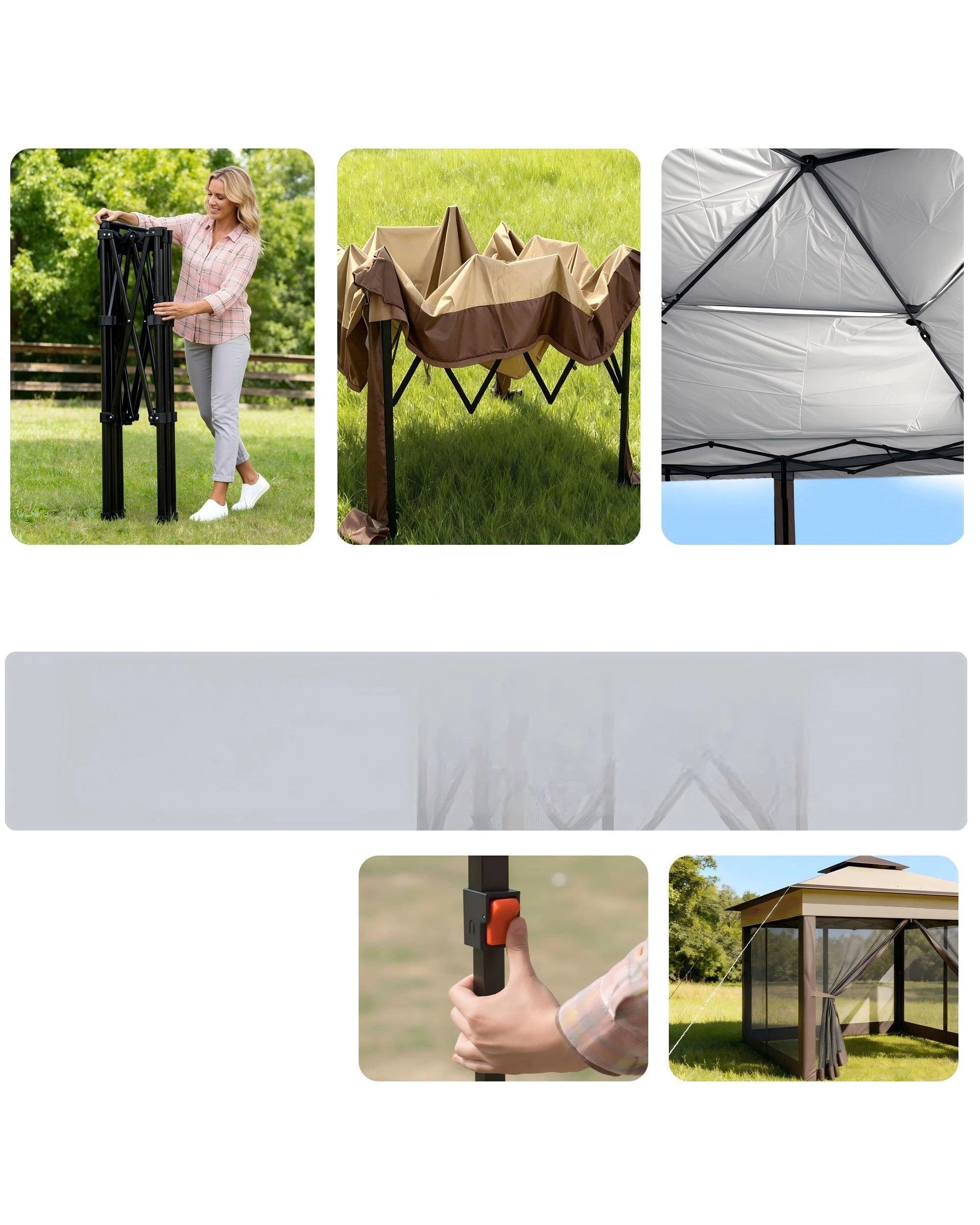 7 Advwin 3.3x3.3m Gazebo Marquee Pop-up Folding Canopy with 4 Mesh Panels - Beige, 7 of 7