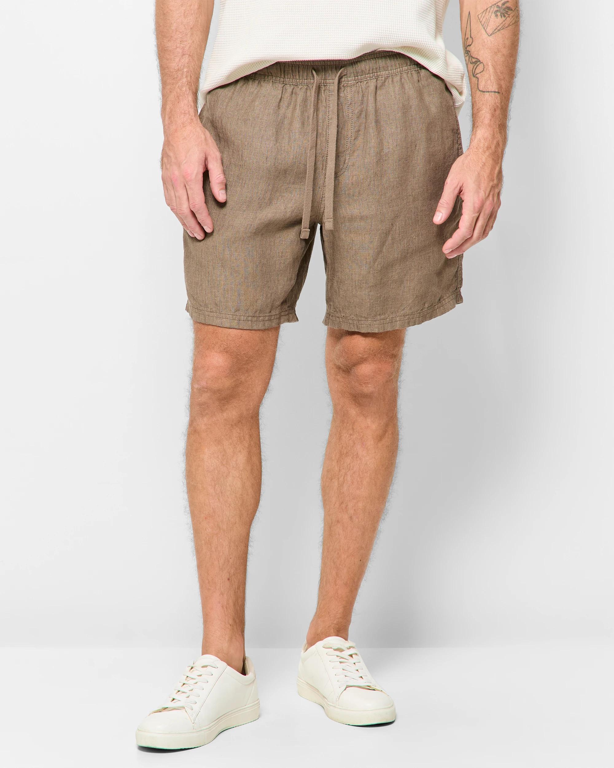 1 Target European Linen Shorts MUSHROOM, 1 of 6