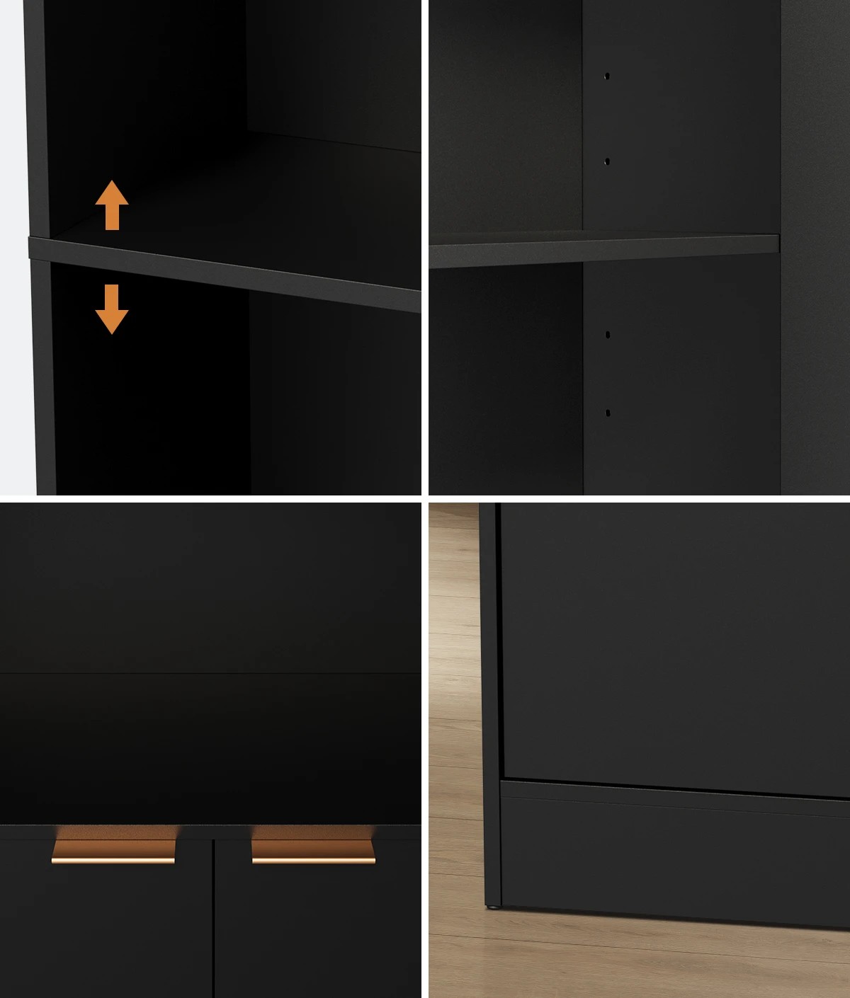 5 Oikiture Tall Bookcase Display Shelf 2 Door Adjustable Storage Cabinet - Black, 5 of 8
