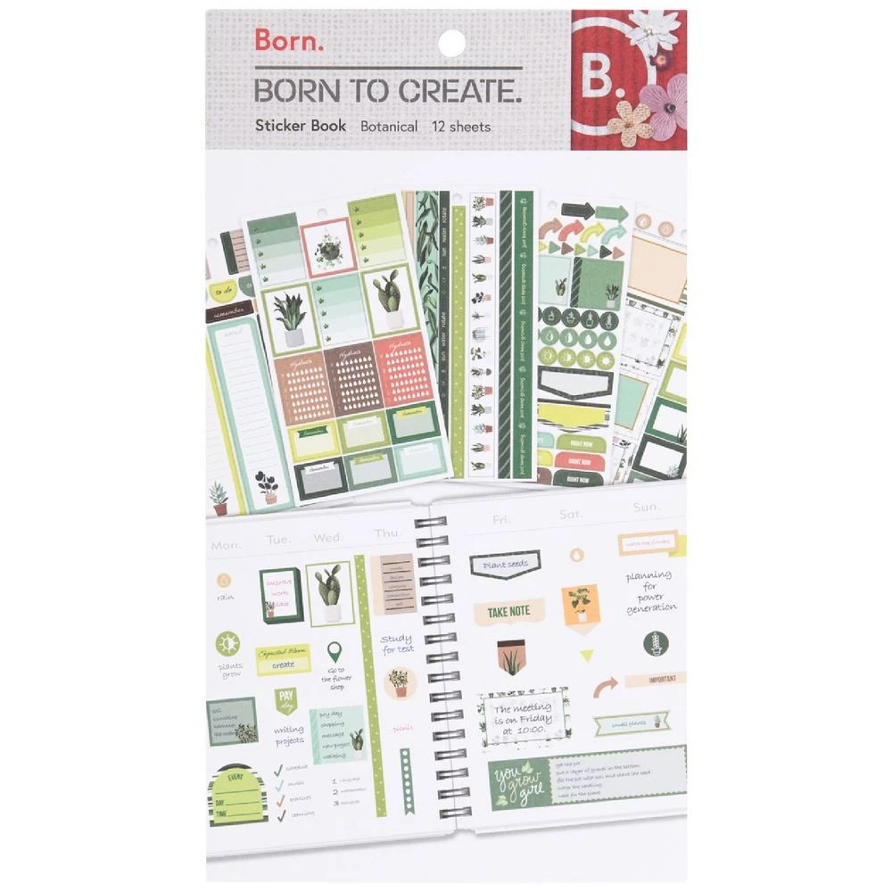 1 Born Large Sticker Book 12 Sheets Botany, 1 of 2