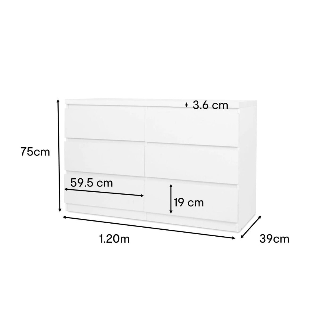 3 6 Drawer Dresser - White, 3 of 3