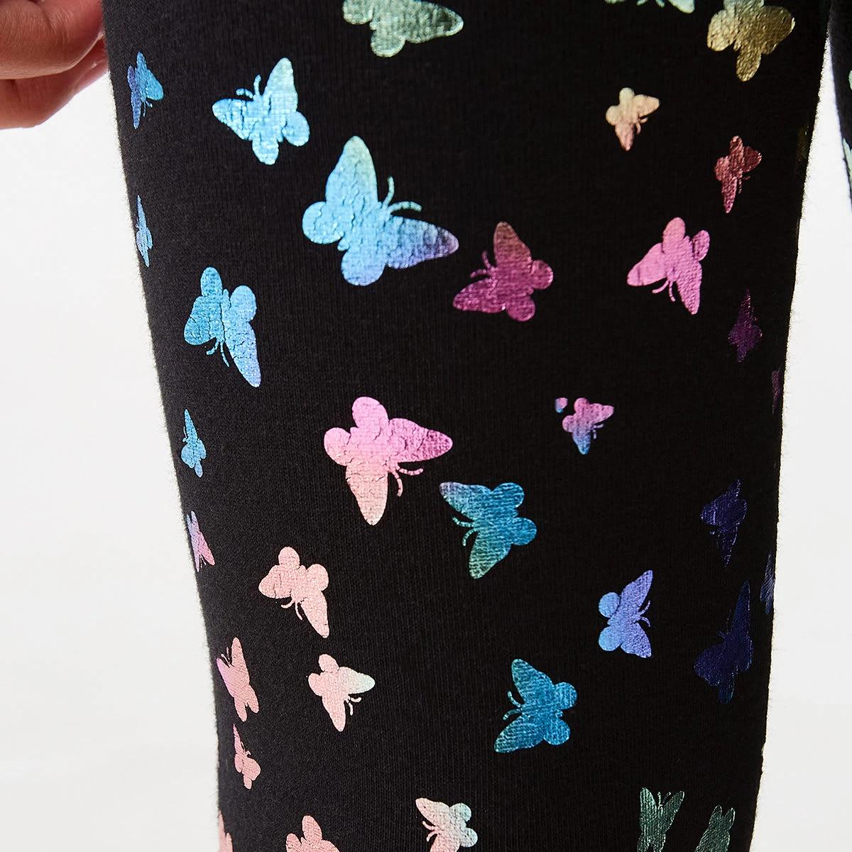 4 Foil Leggings Blk Bfly, 4 of 8