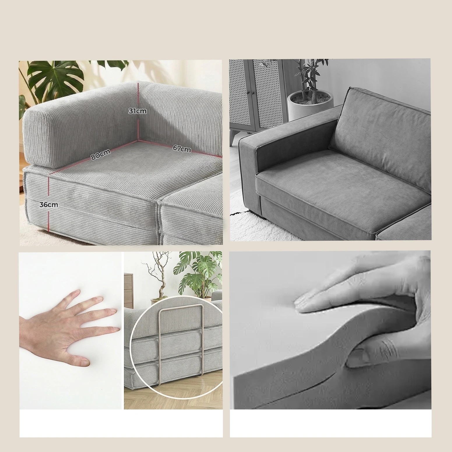 8 Artiss Convertible Folding Sofa Bed - Grey, 8 of 9