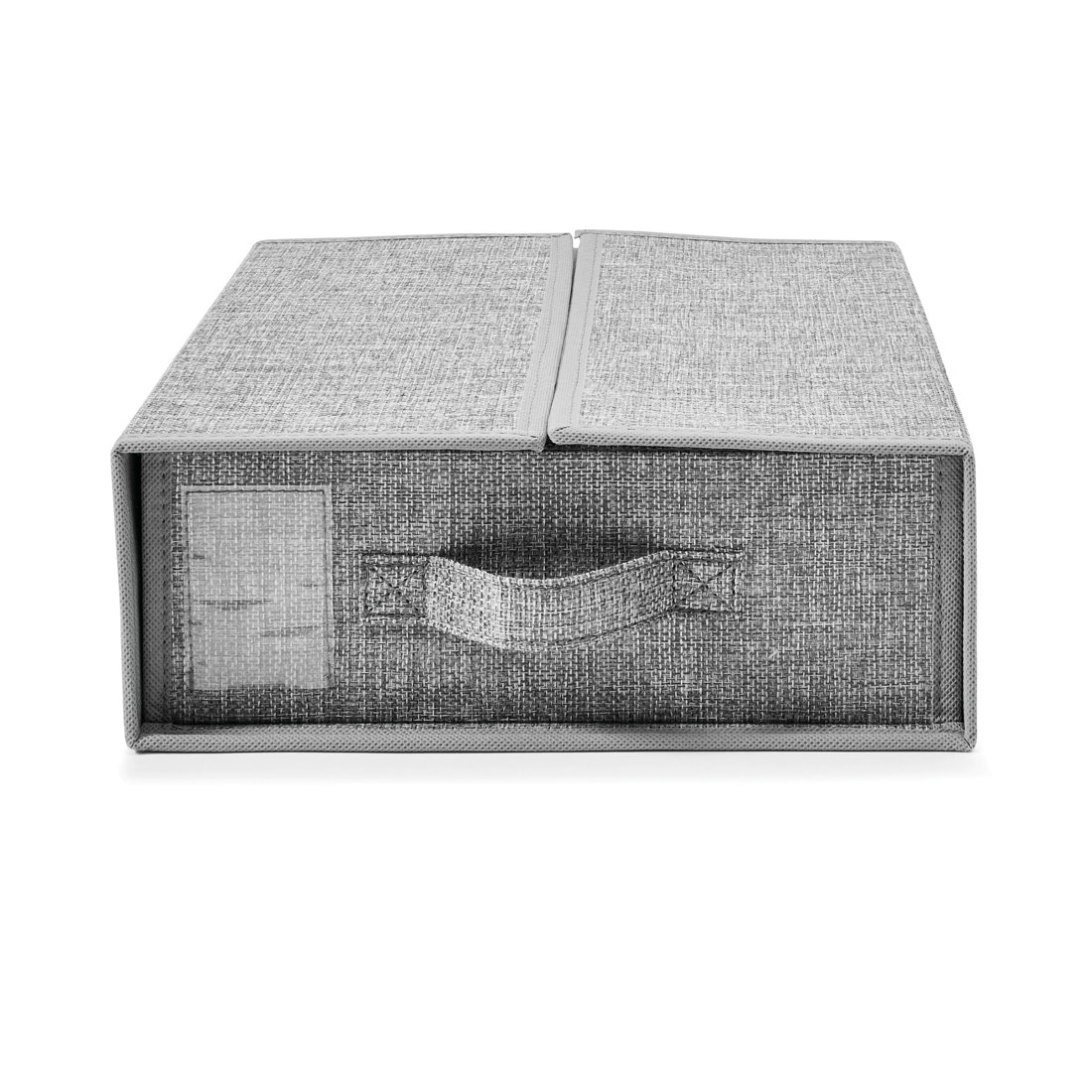 3 Linen Look Bed Linen Box - Charcoal, 3 of 10