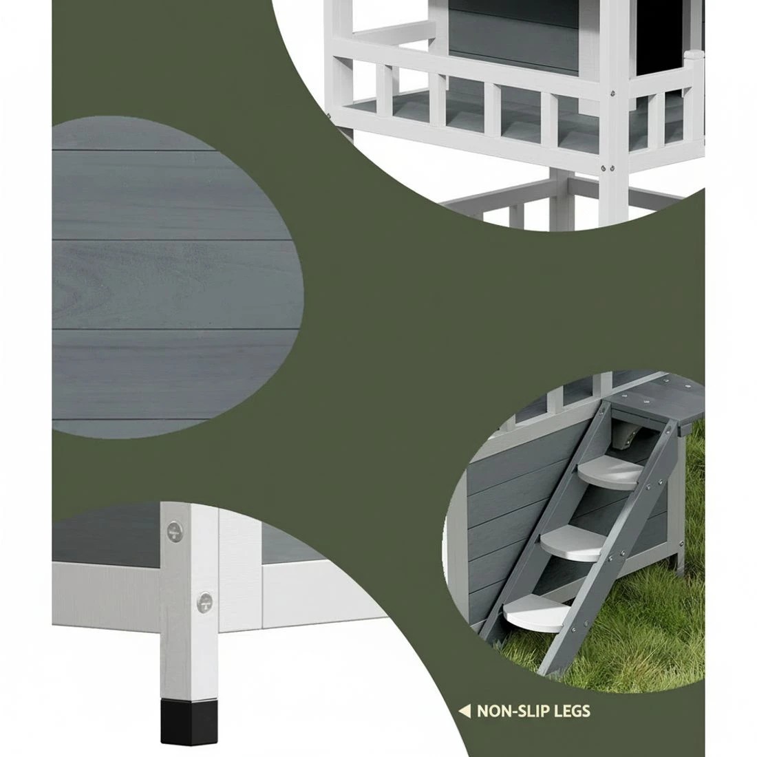 6 i.Pet Cat House Outdoor Shelter 72cm x 72cm x 127cm Rabbit Hutch Wooden Condo Small Dog Pet - Multi, 6 of 6