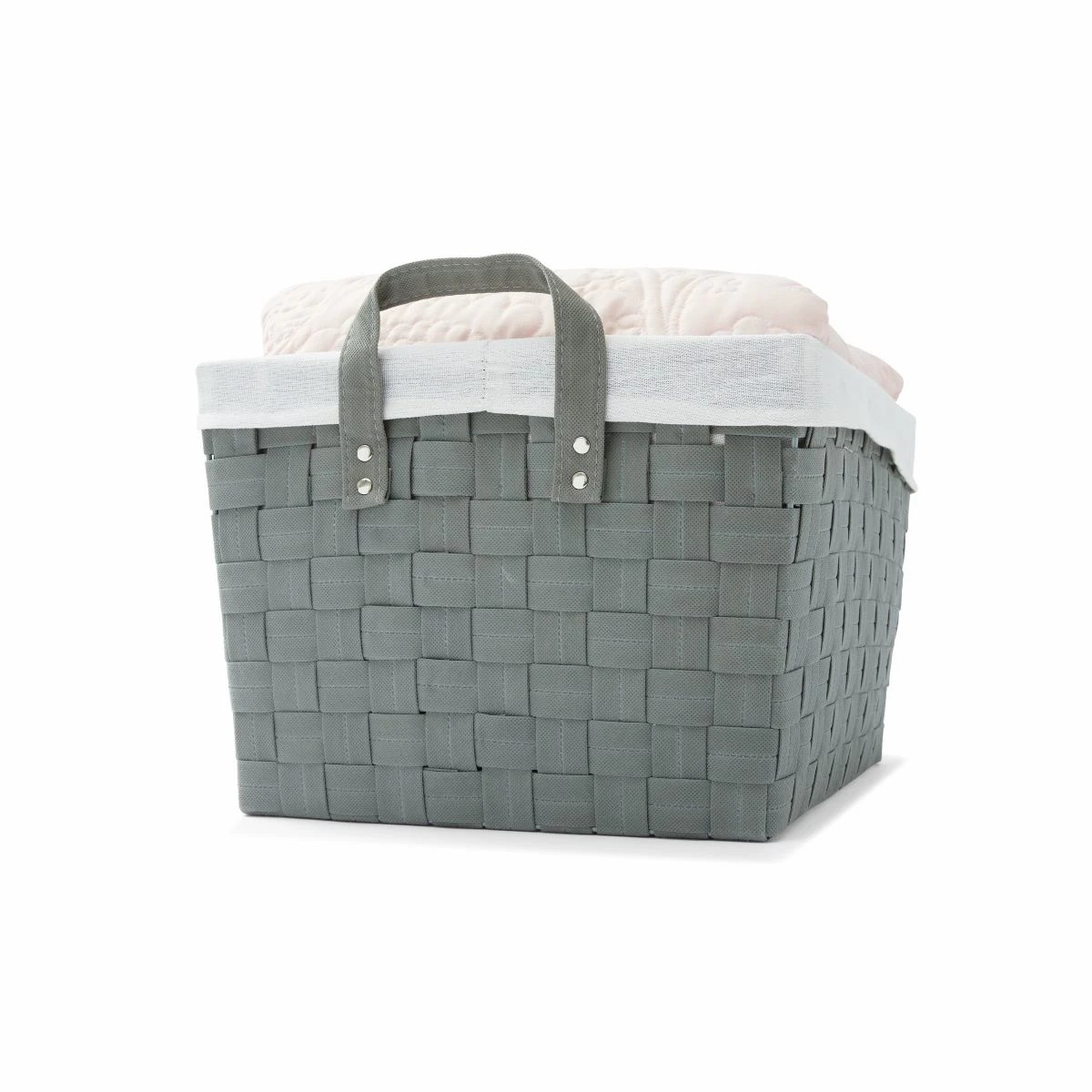 4 Woven Basket with Handles & Removable Liner - Large, Grey, 4 of 4