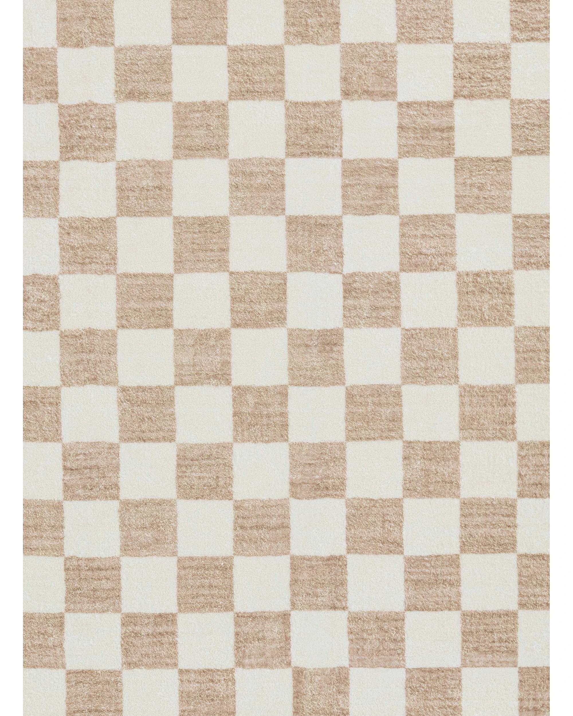 4 Loopsie Jazine Chequered Washable Round Rug-120cm x 120cm - White, 4 of 5