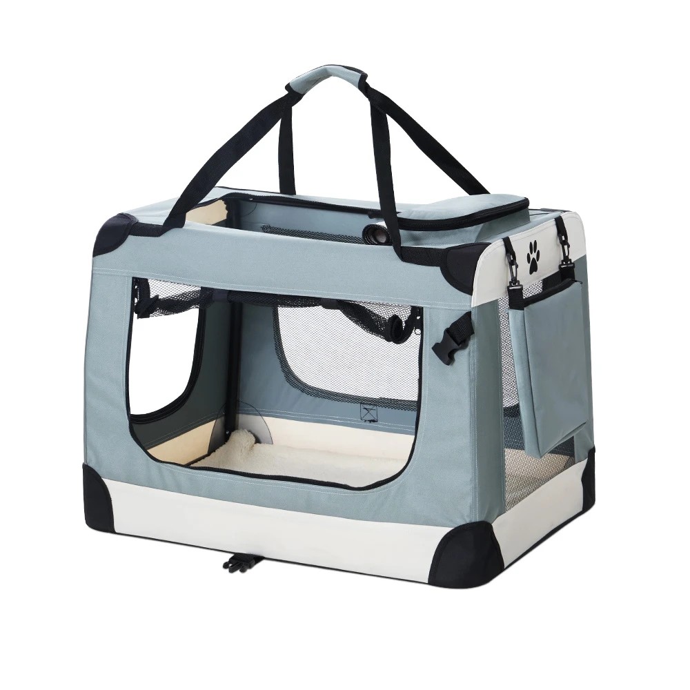 1 i.Pet Pet Carrier Soft Crate Dog Cat Travel 70x52CM Portable Foldable Car - Blue, 1 of 5