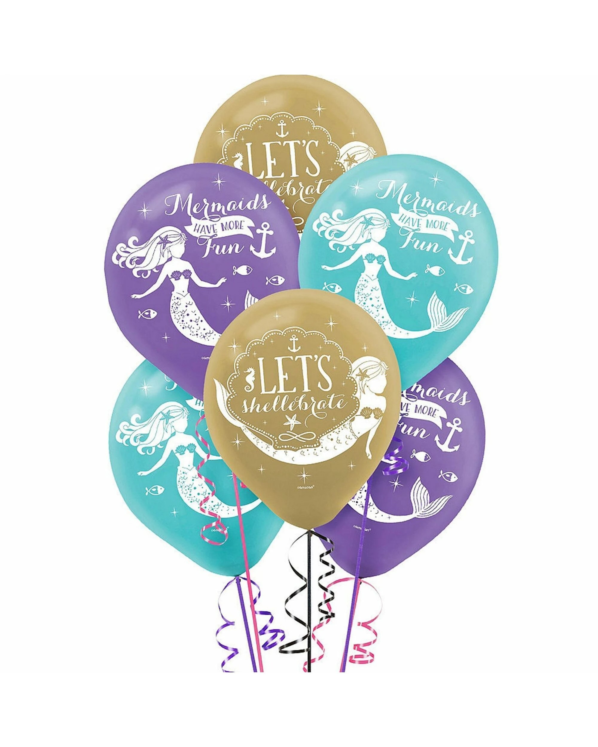 1 Amscan Mermaid Wishes Latex Balloons Pack of 6, 1 of 1