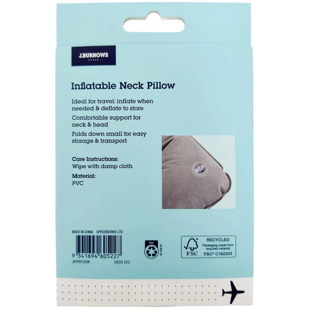 2 J.Burrows Inflatable Neck Pillow Grey, 2 of 5