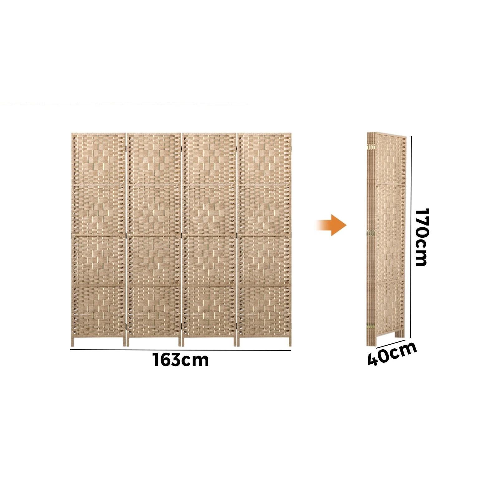 2 Oikiture 4 Panel Room Divider Screen Privacy Dividers - Natural, 2 of 10