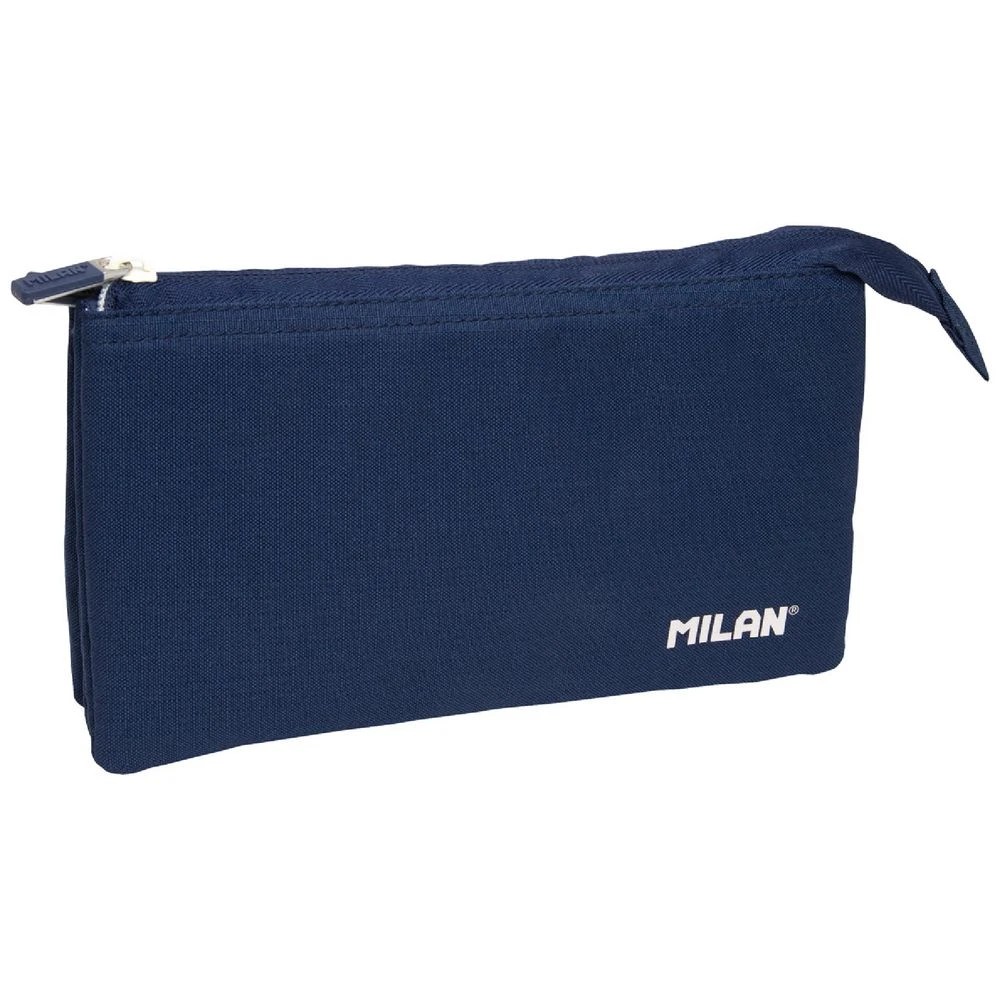 1 Milan Triple Zip Pencil Case Navy, 1 of 3