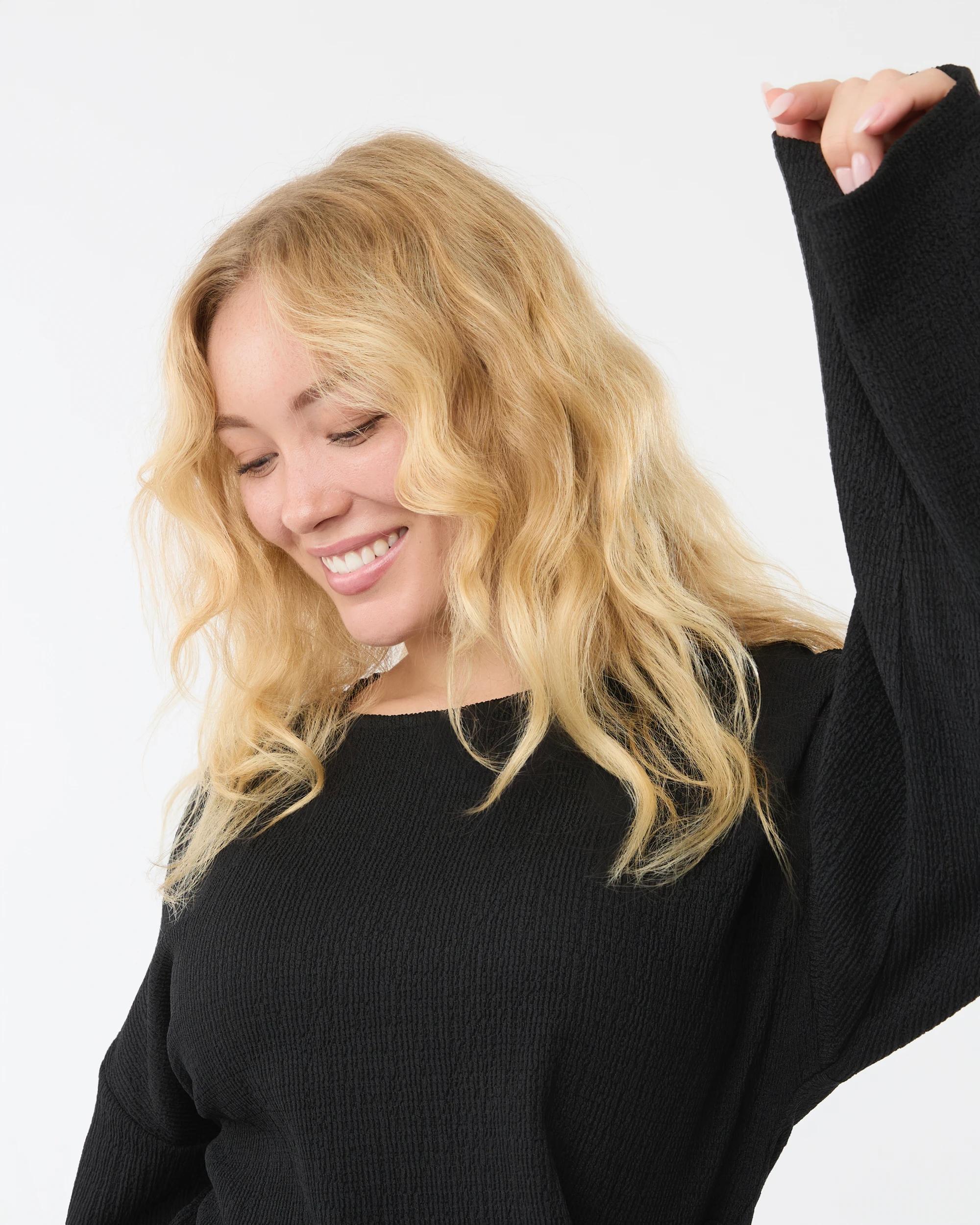 7 Long Sleeve Tie Side Top Black, 7 of 7