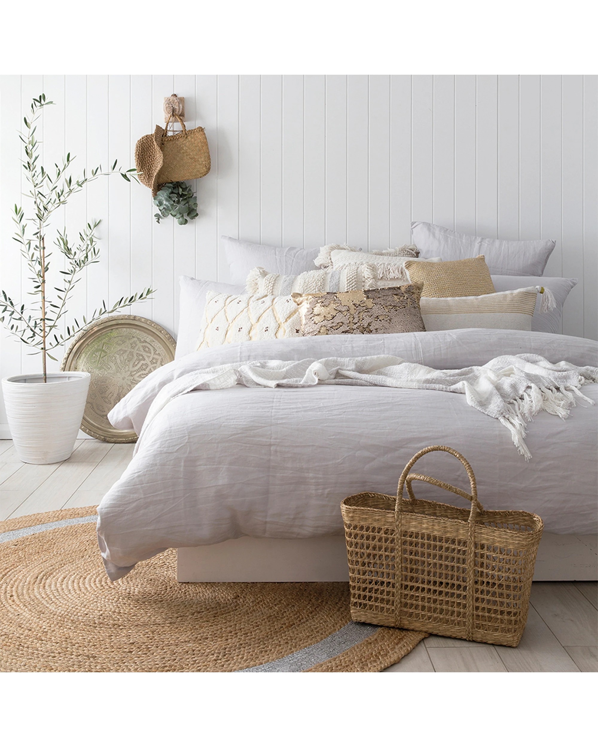 4 BAMBURY Linen Quilt Cover Set French Linen Flax Timeless - Queen Bed - Silver, 4 of 5