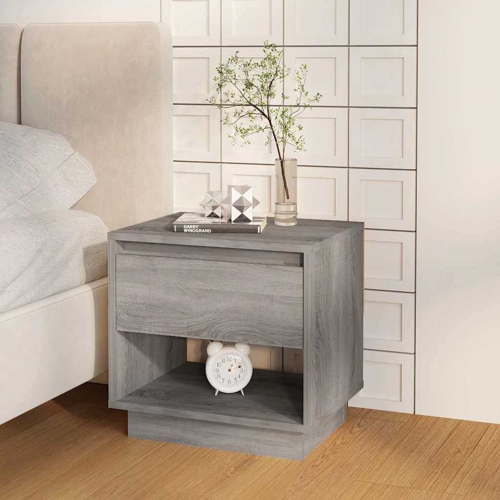 1 Vidaxl Bedside Cabinet Bedside Cabinet, Bedside Cabinets - Grey, 1 of 8